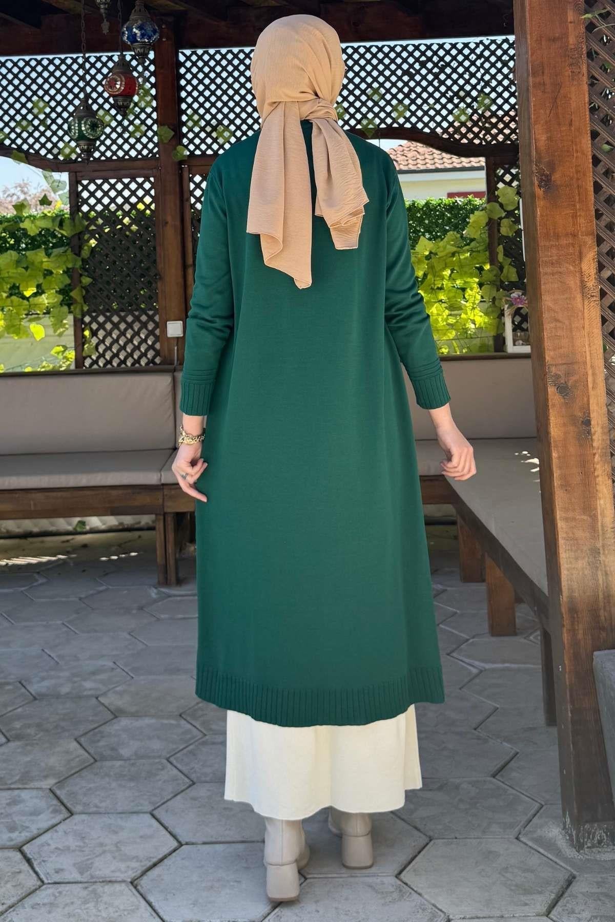 Manolya Saks Triko Hırka | Rabia Şamlı | Tesettür Giyim, Elbise ve Kadın Giyim Modası