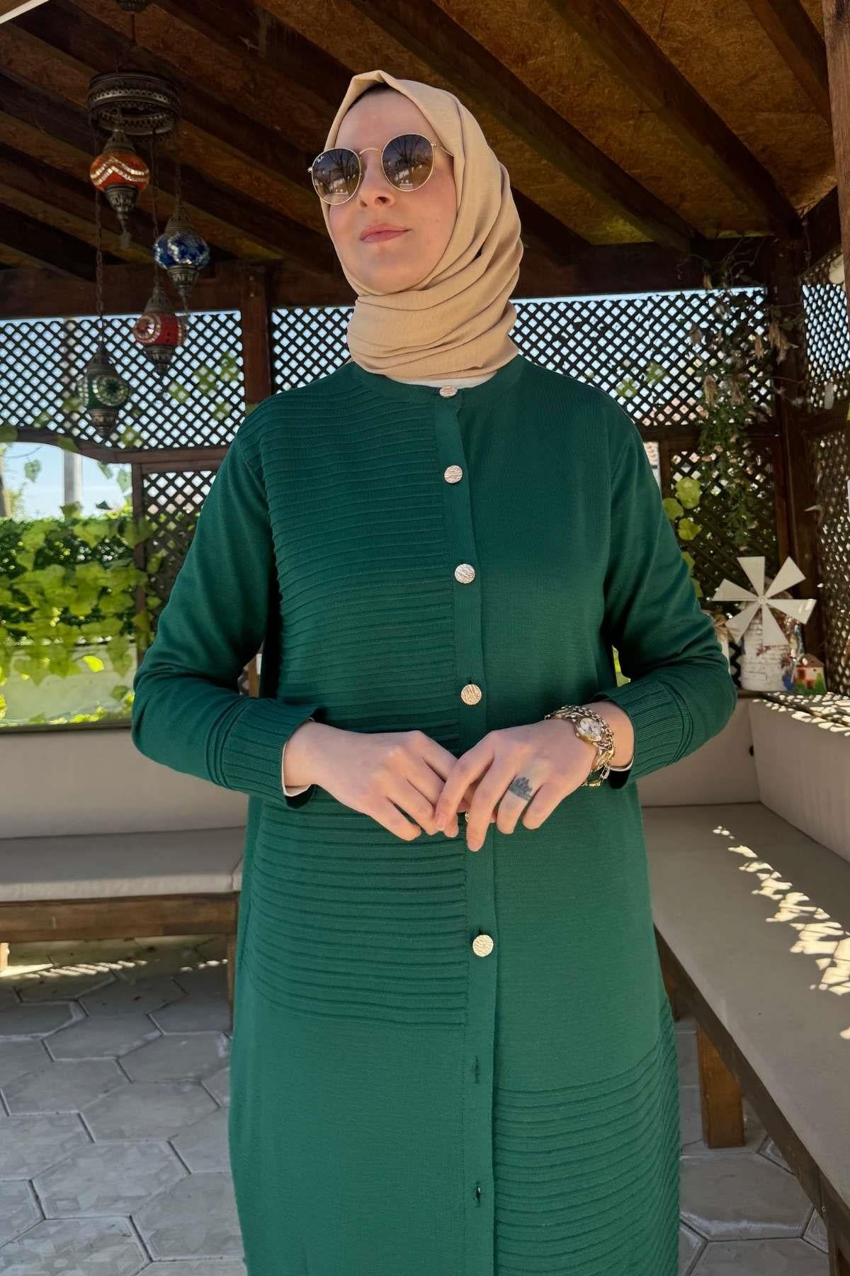Manolya Saks Triko Hırka | Rabia Şamlı | Tesettür Giyim, Elbise ve Kadın Giyim Modası