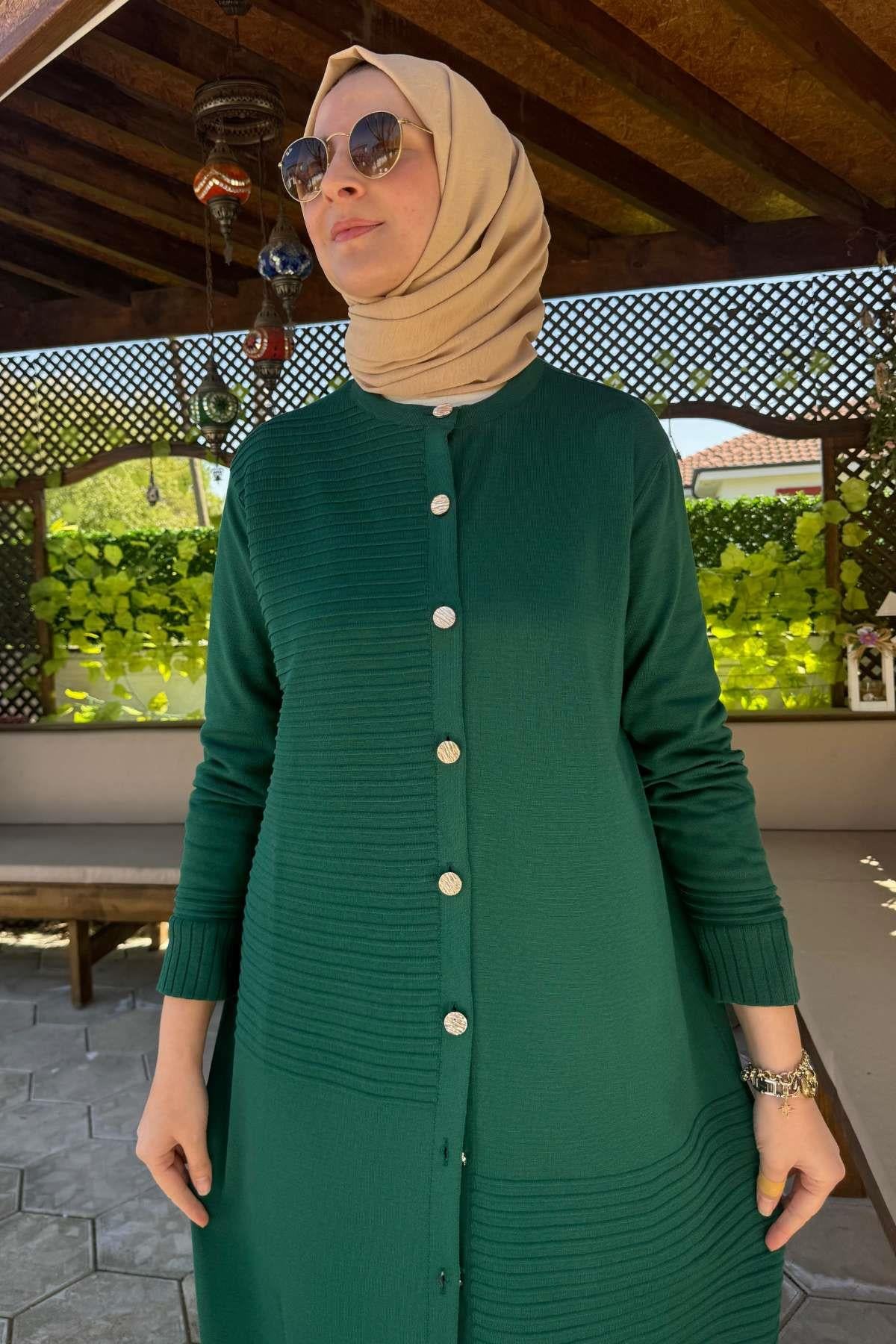Manolya Saks Triko Hırka | Rabia Şamlı | Tesettür Giyim, Elbise ve Kadın Giyim Modası