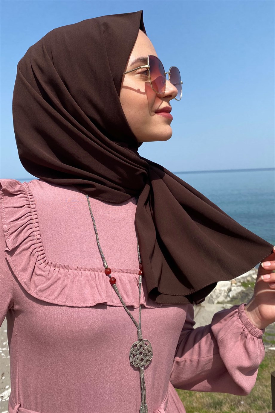 Medine İpeği Acı Kahve Şal