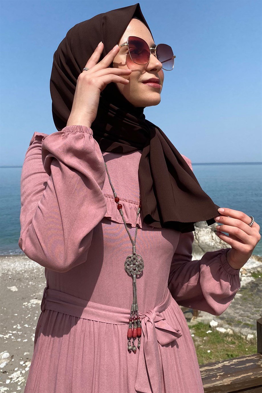 Medine İpeği Acı Kahve Şal