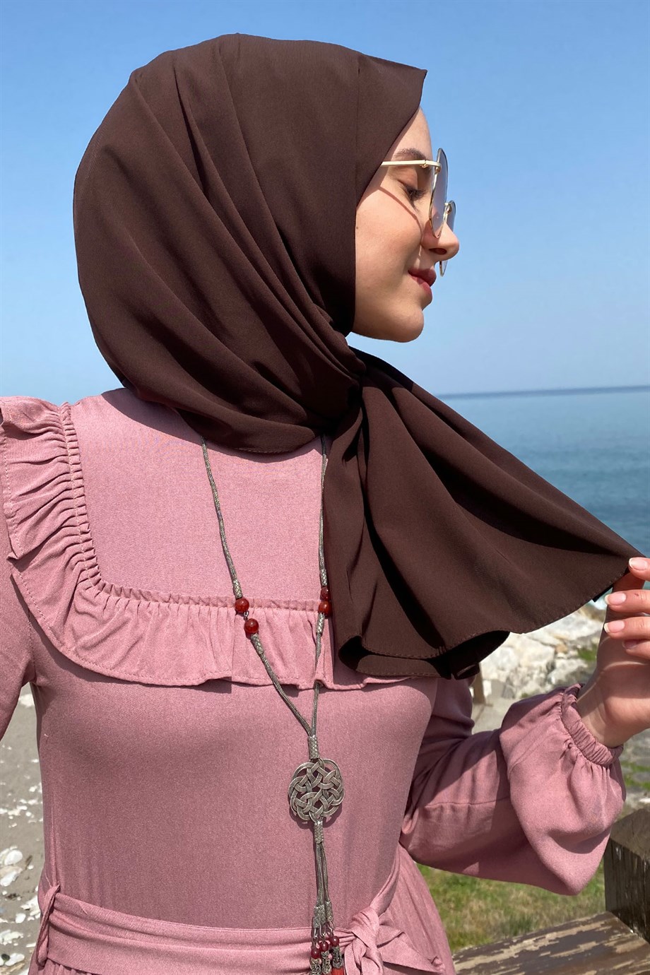 Medine İpeği Acı Kahve Şal