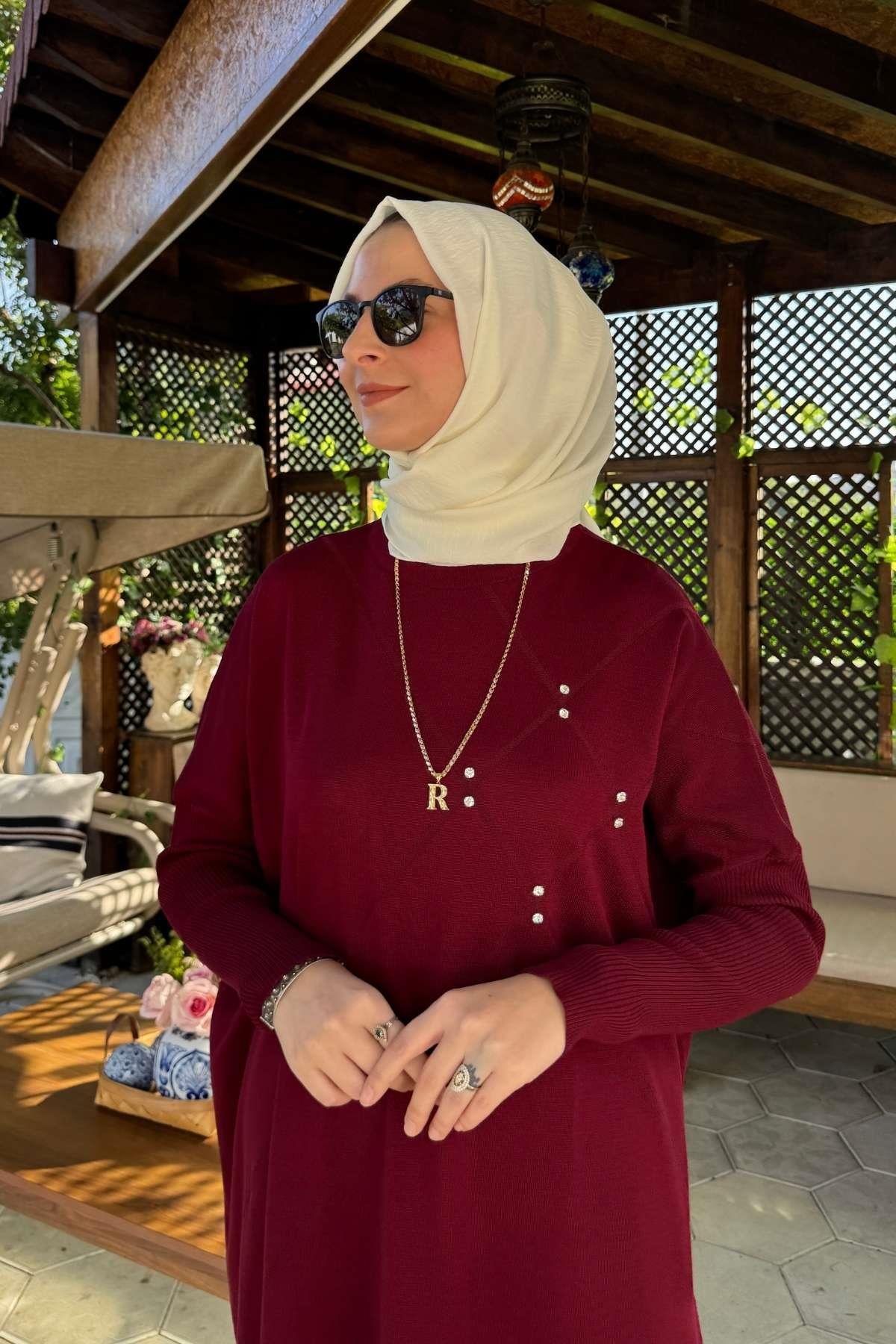 Hamiyet Çizgili Triko Tunik Siyah | Rabia Şamlı | Tesettür Giyim, Elbise ve Kadın Giyim Modası