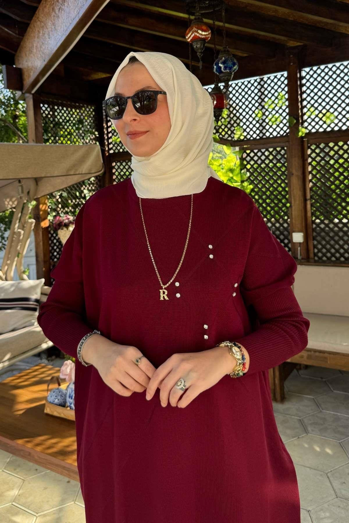 Hamiyet Çizgili Triko Tunik Siyah | Rabia Şamlı | Tesettür Giyim, Elbise ve Kadın Giyim Modası
