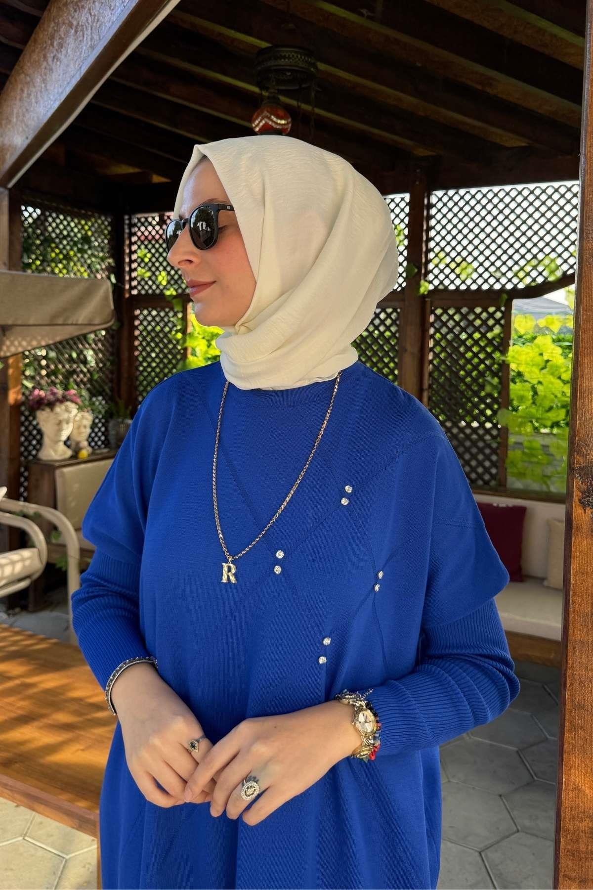 Hamiyet Çizgili Triko Tunik Siyah | Rabia Şamlı | Tesettür Giyim, Elbise ve Kadın Giyim Modası