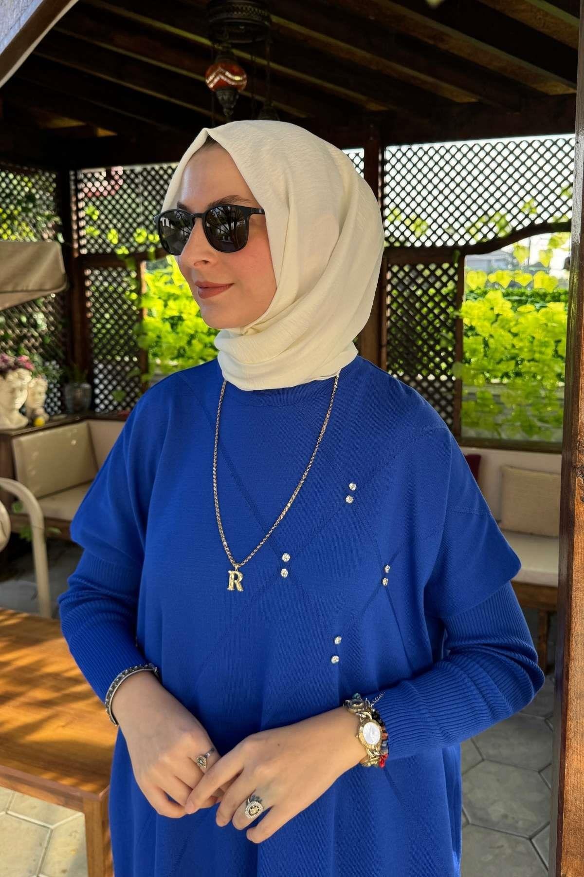 Hamiyet Çizgili Triko Tunik Siyah | Rabia Şamlı | Tesettür Giyim, Elbise ve Kadın Giyim Modası
