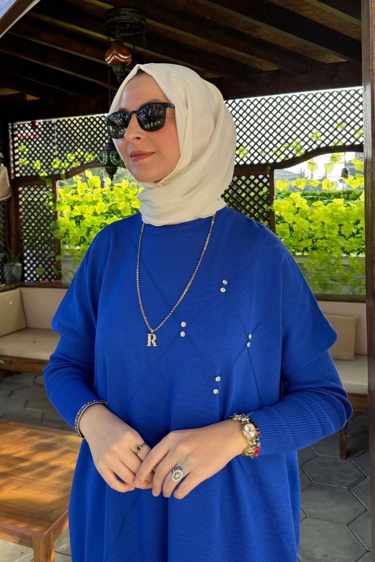 Hamiyet Çizgili Triko Tunik Siyah | Rabia Şamlı | Tesettür Giyim, Elbise ve Kadın Giyim Modası