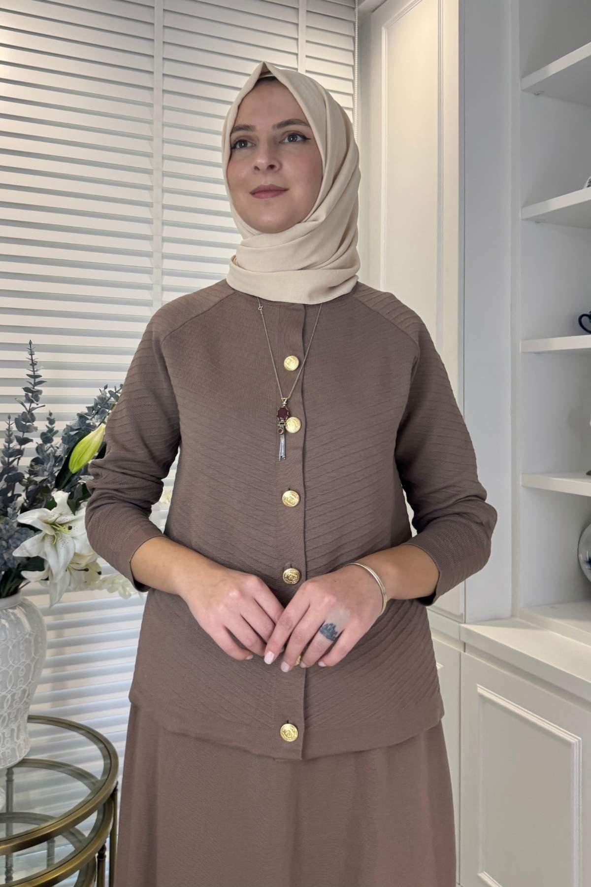 Defne Çelik Örme Triko Takım Bordo | Rabia Şamlı | Tesettür Giyim, Elbise ve Kadın Giyim Modası