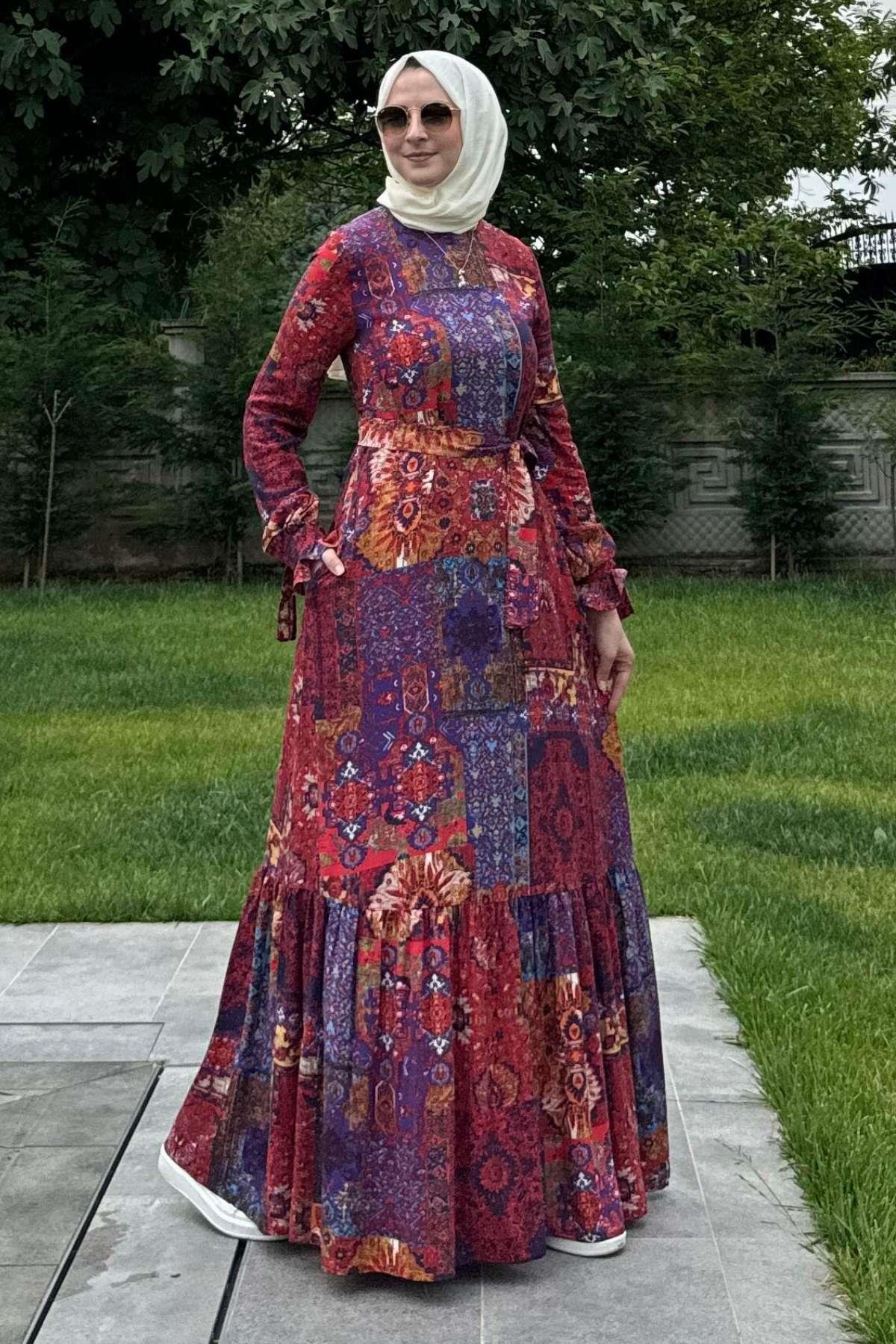 Nehir Elbise Kırmızı | Rabia Şamlı | Tesettür Giyim, Elbise ve Kadın Giyim Modası