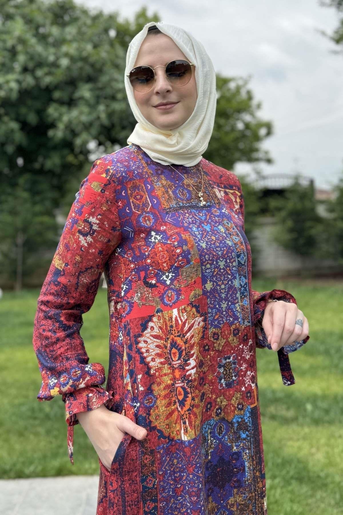 Nehir Elbise Kırmızı | Rabia Şamlı | Tesettür Giyim, Elbise ve Kadın Giyim Modası