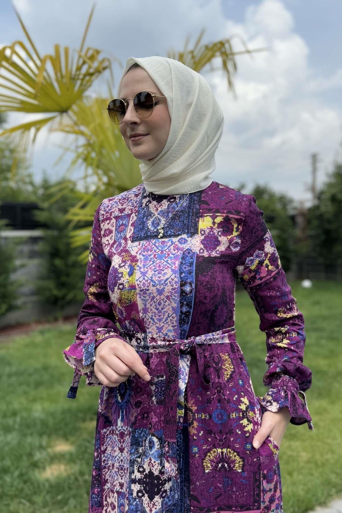 Nehir Elbise Leylak | Rabia Şamlı | Tesettür Giyim, Elbise ve Kadın Giyim Modası