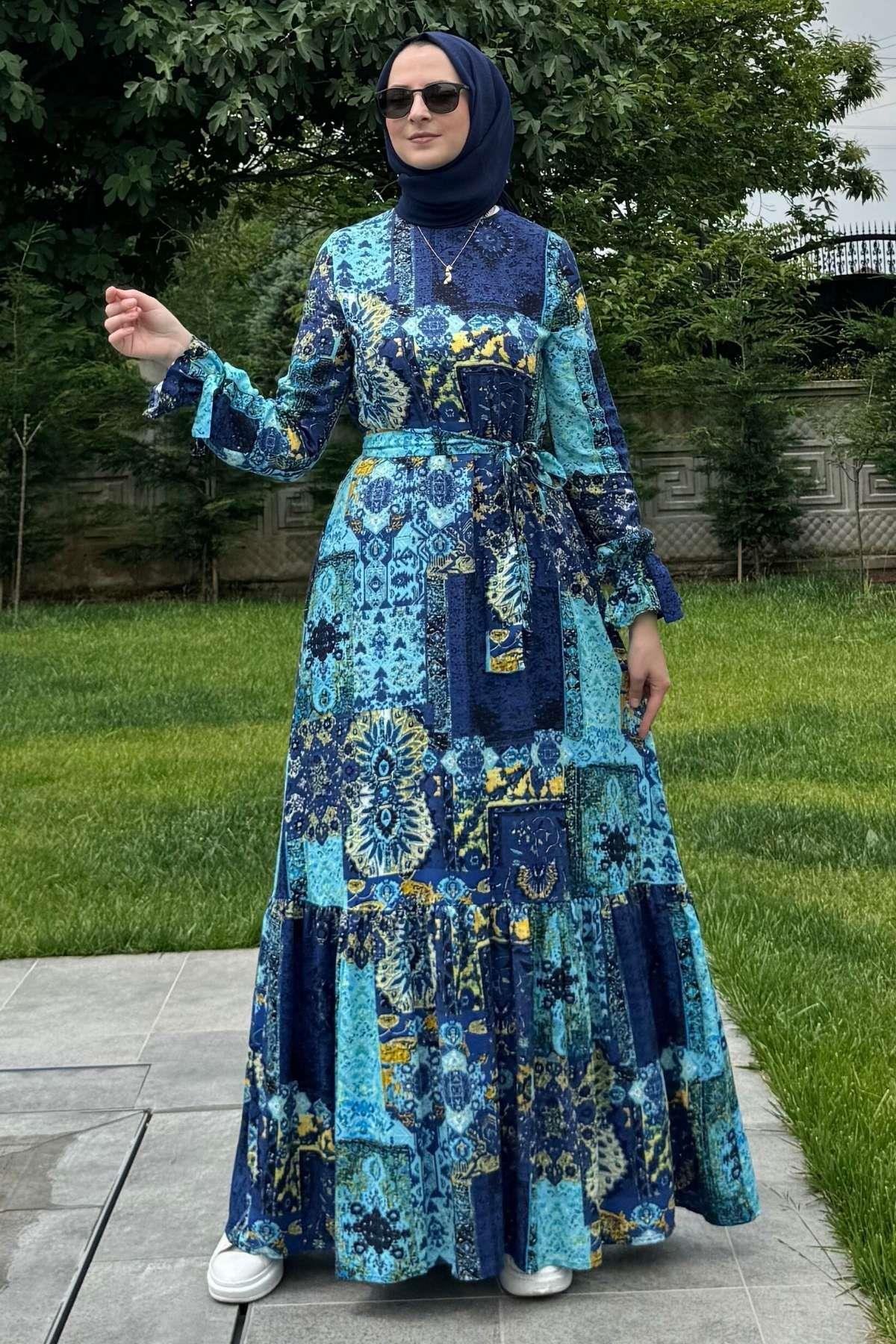 Nehir Elbise Yeşil | Rabia Şamlı | Tesettür Giyim, Elbise ve Kadın Giyim Modası