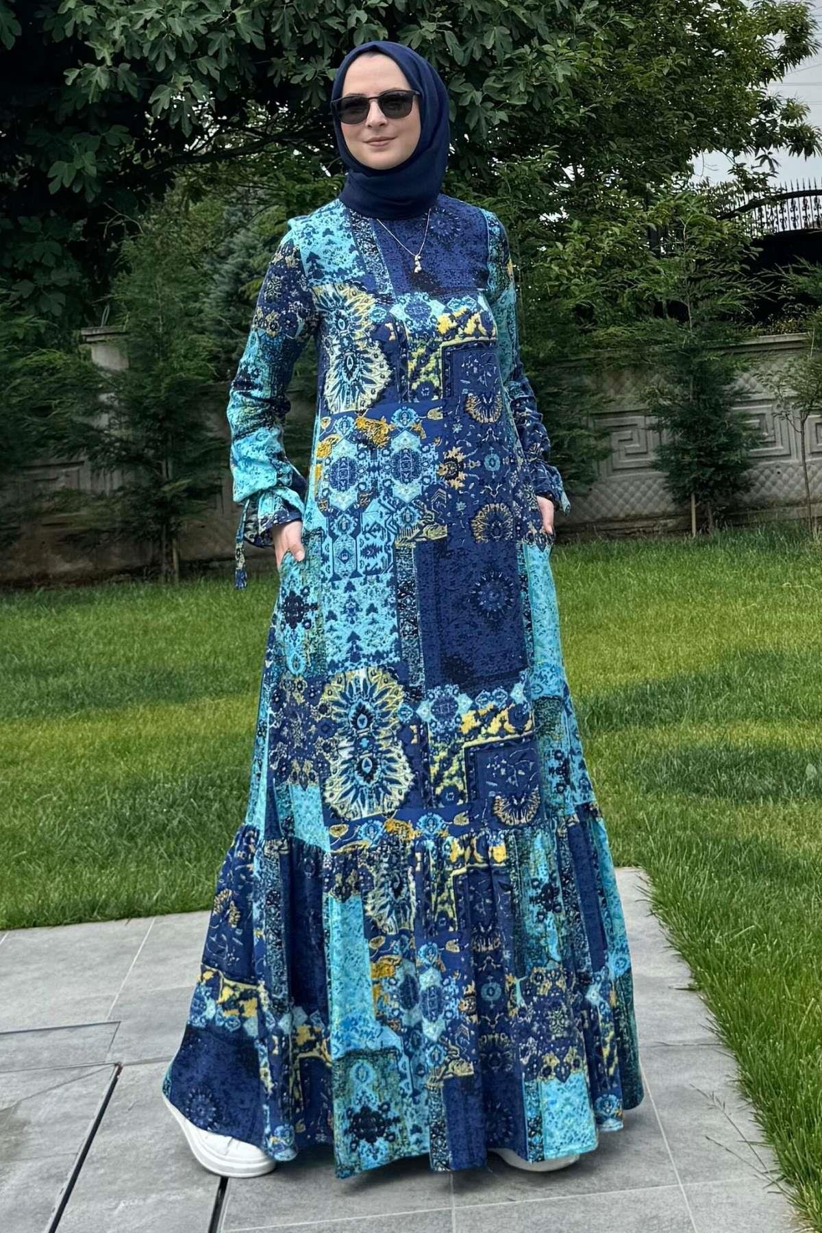 Nehir Elbise Yeşil | Rabia Şamlı | Tesettür Giyim, Elbise ve Kadın Giyim Modası