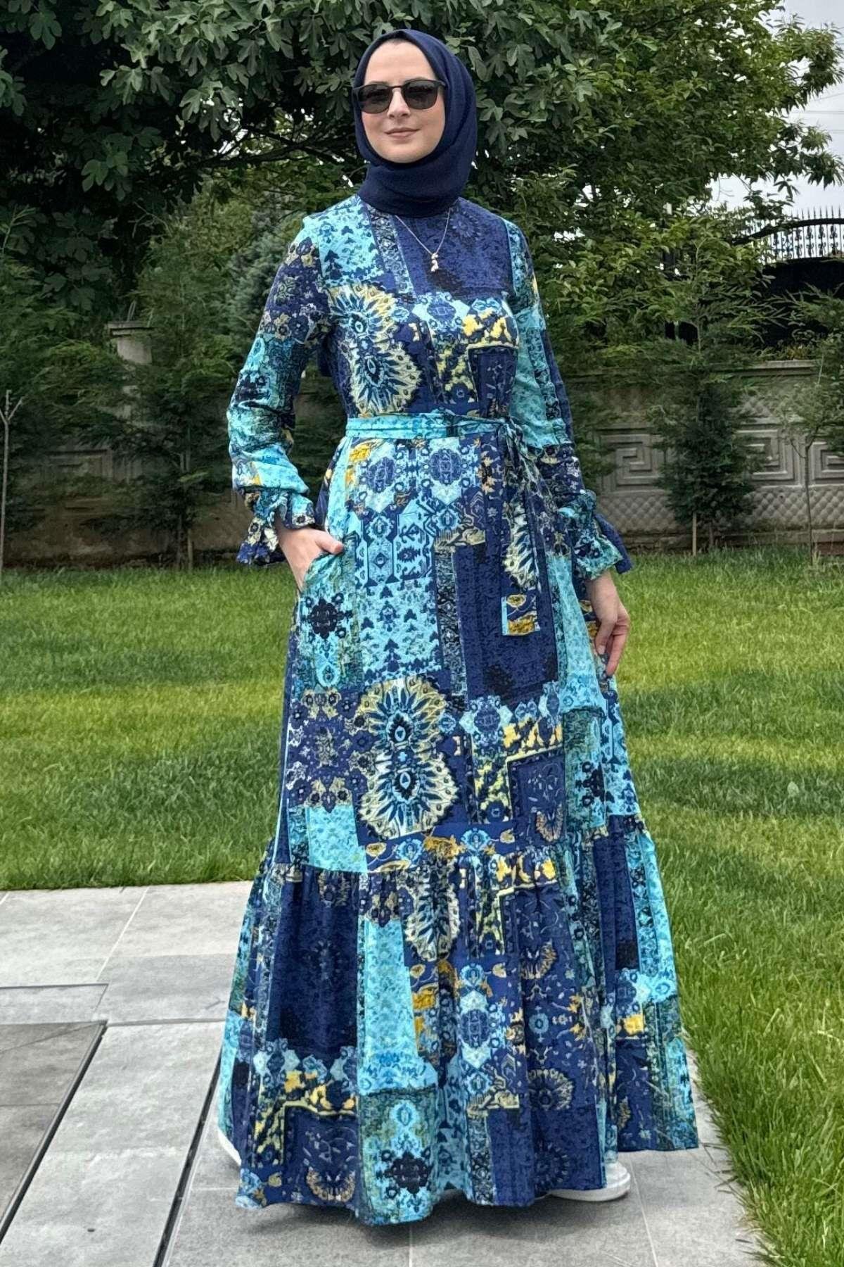 Nehir Elbise Yeşil | Rabia Şamlı | Tesettür Giyim, Elbise ve Kadın Giyim Modası