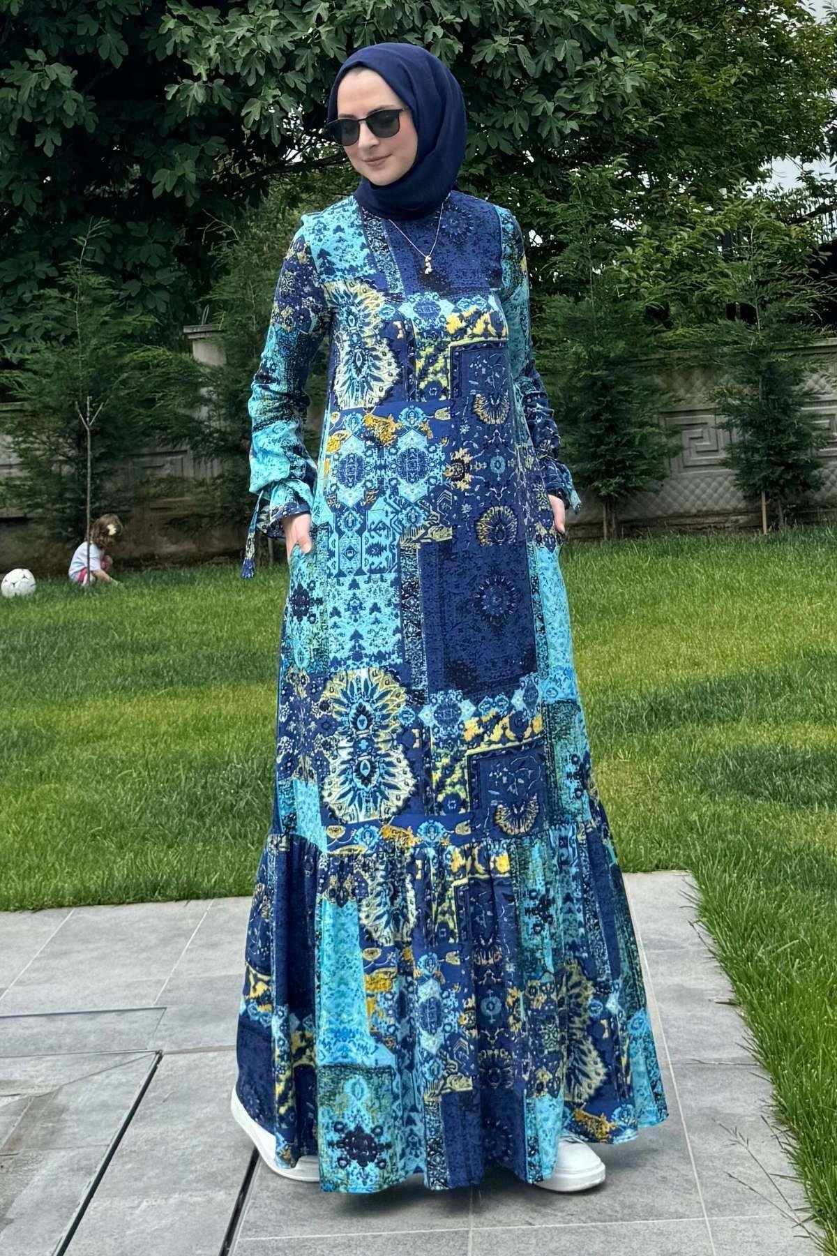 Nehir Elbise Yeşil | Rabia Şamlı | Tesettür Giyim, Elbise ve Kadın Giyim Modası