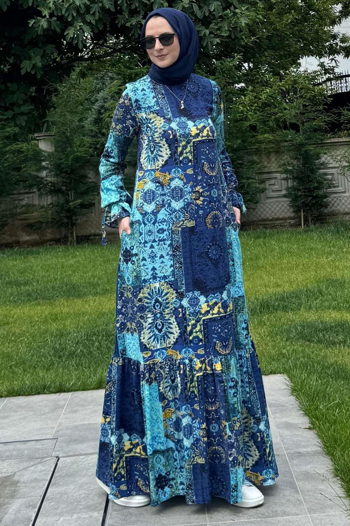 Nehir Elbise Yeşil | Rabia Şamlı | Tesettür Giyim, Elbise ve Kadın Giyim Modası