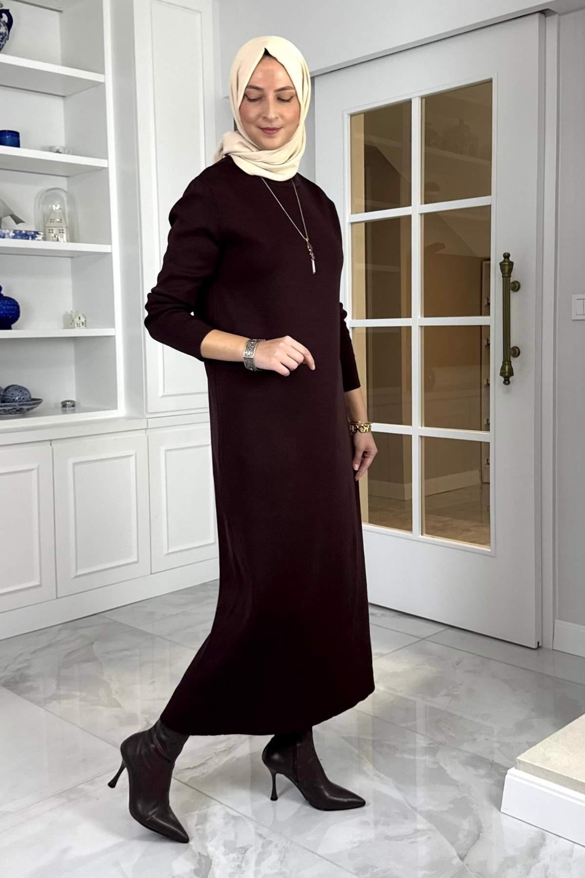 Laçin Triko Elbise Antrasit | Rabia Şamlı | Tesettür Giyim, Elbise ve Kadın Giyim Modası