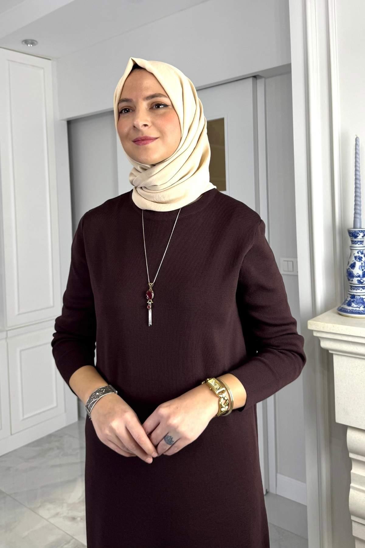 Laçin Triko Elbise Antrasit | Rabia Şamlı | Tesettür Giyim, Elbise ve Kadın Giyim Modası