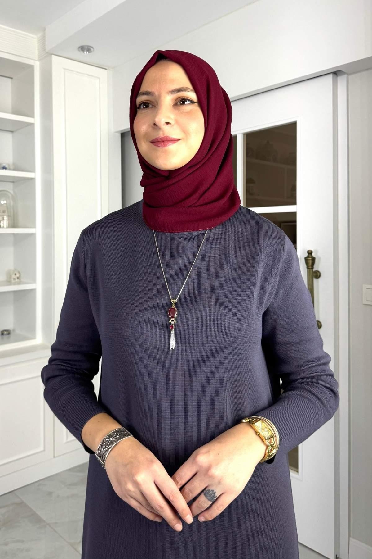 Laçin Triko Elbise Antrasit | Rabia Şamlı | Tesettür Giyim, Elbise ve Kadın Giyim Modası