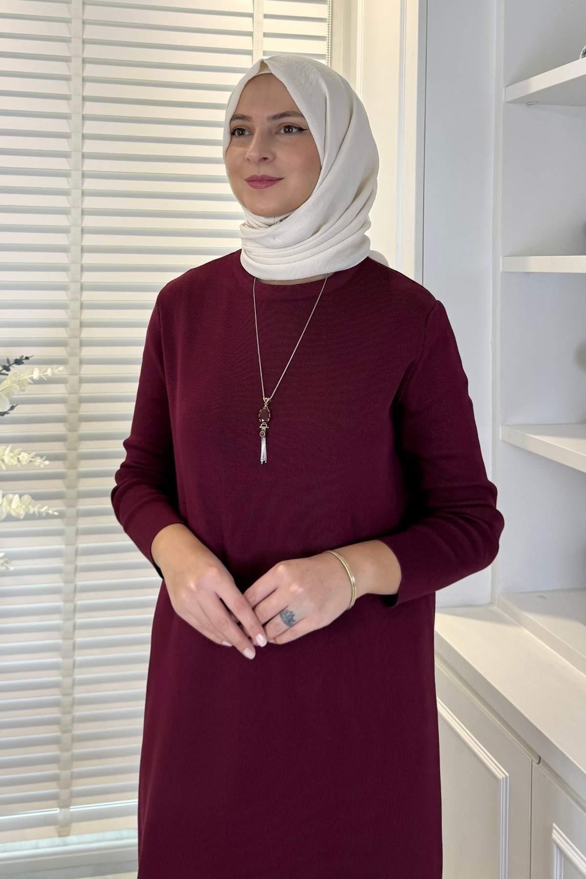 Laçin Triko Elbise Antrasit | Rabia Şamlı | Tesettür Giyim, Elbise ve Kadın Giyim Modası