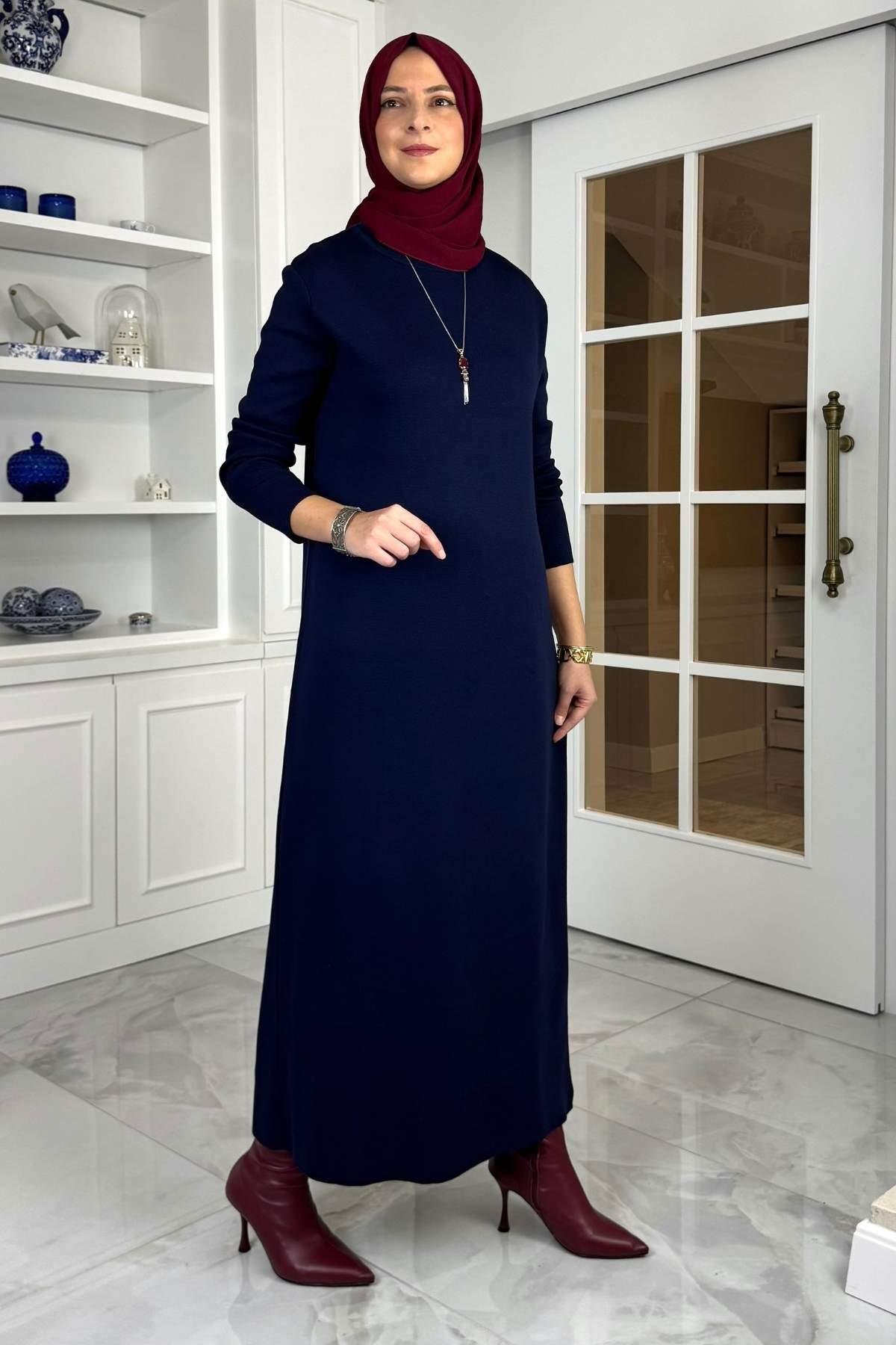 Laçin Triko Elbise Antrasit | Rabia Şamlı | Tesettür Giyim, Elbise ve Kadın Giyim Modası