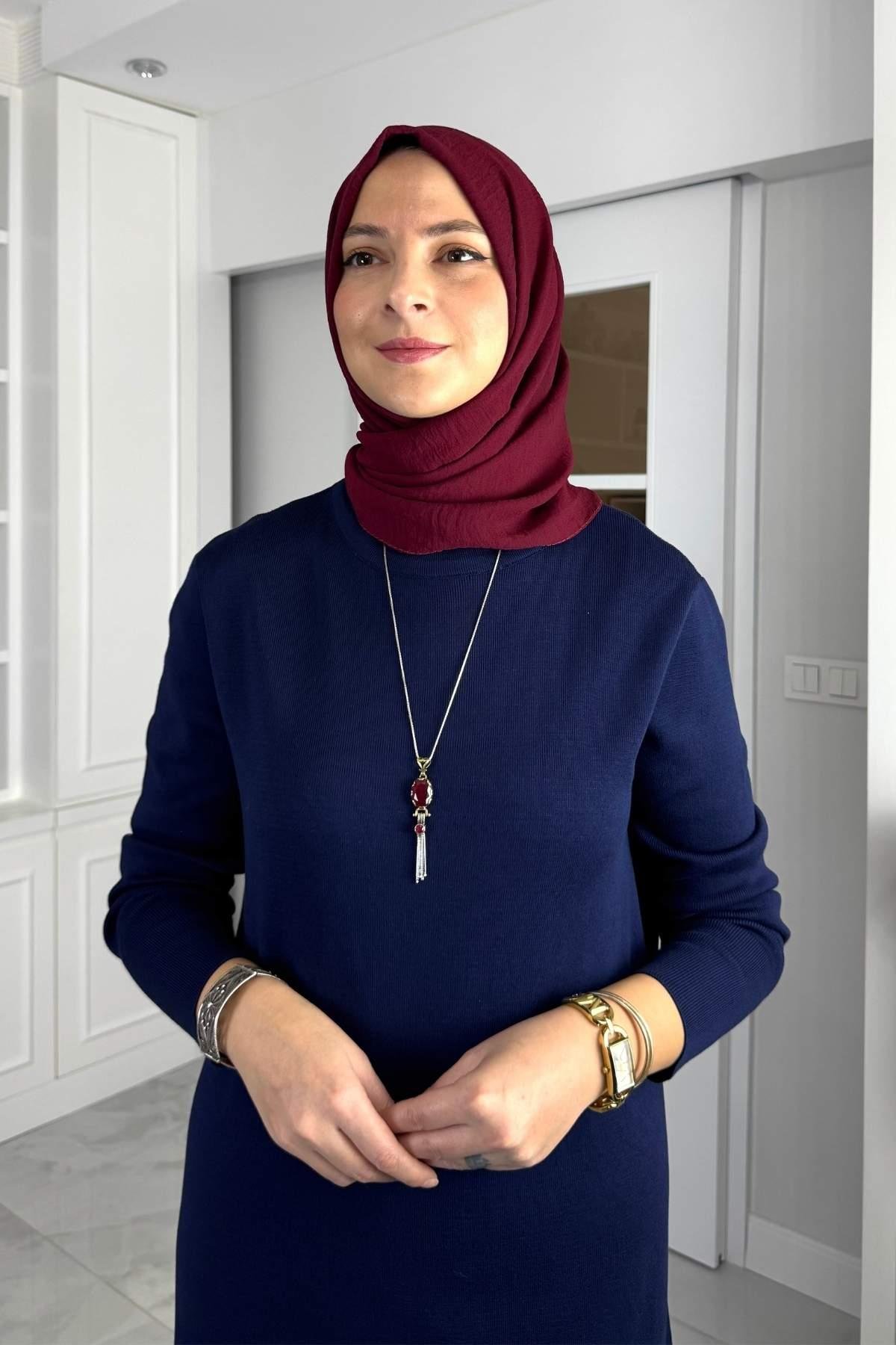Laçin Triko Elbise Antrasit | Rabia Şamlı | Tesettür Giyim, Elbise ve Kadın Giyim Modası