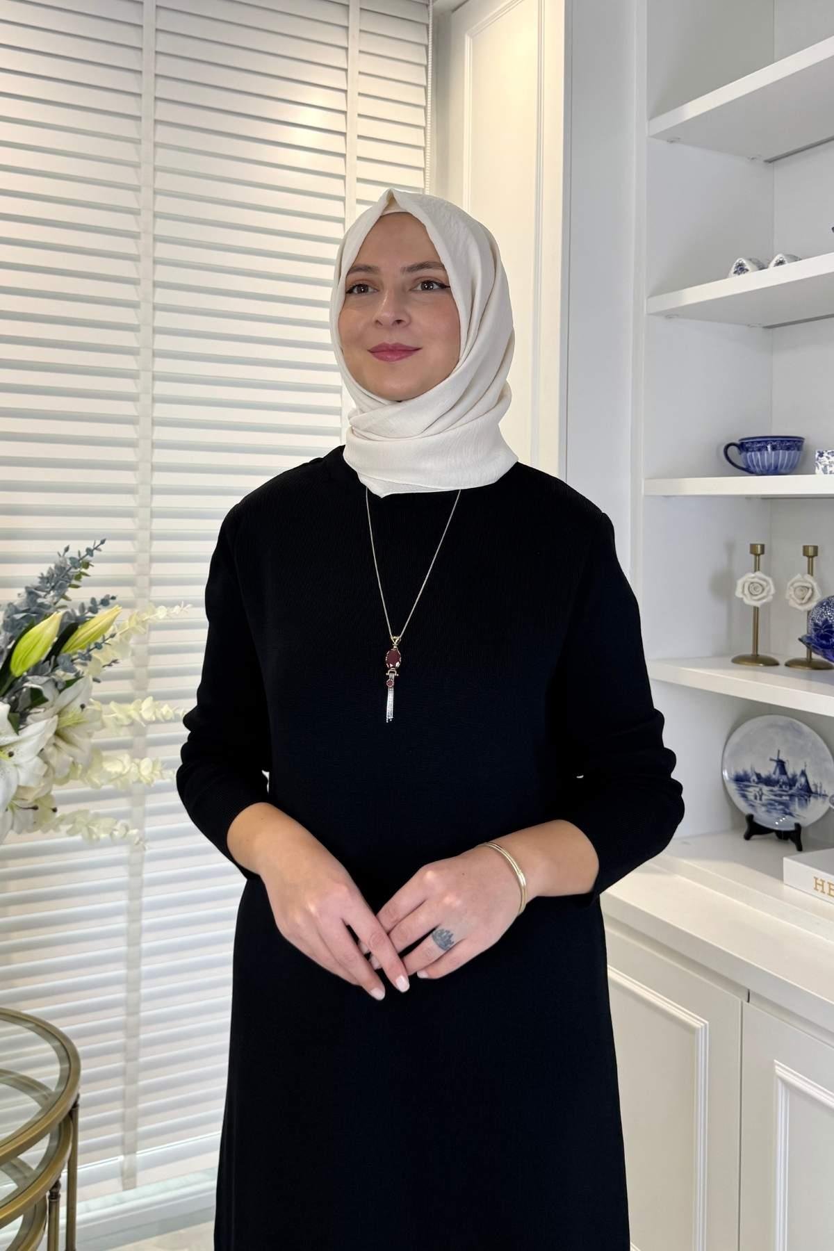 Laçin Triko Elbise Antrasit | Rabia Şamlı | Tesettür Giyim, Elbise ve Kadın Giyim Modası
