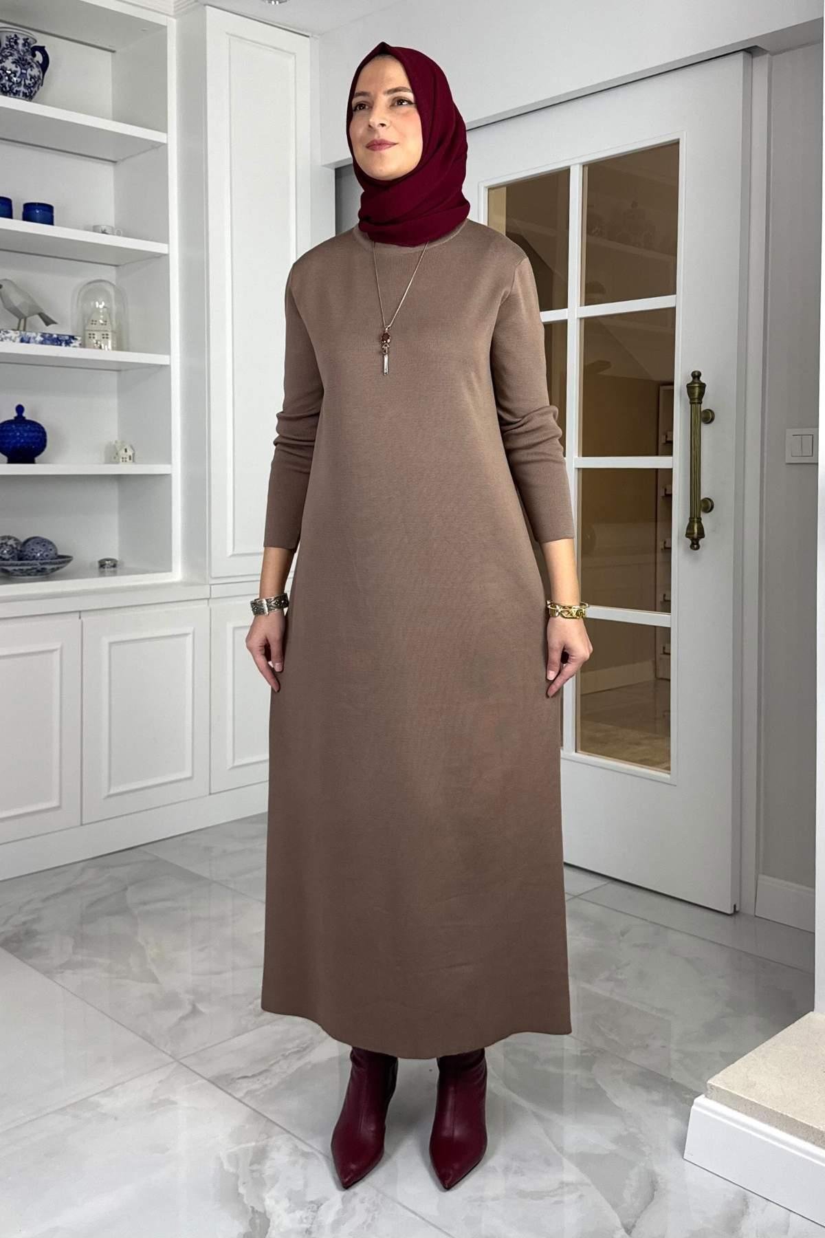 Laçin Triko Elbise Antrasit | Rabia Şamlı | Tesettür Giyim, Elbise ve Kadın Giyim Modası