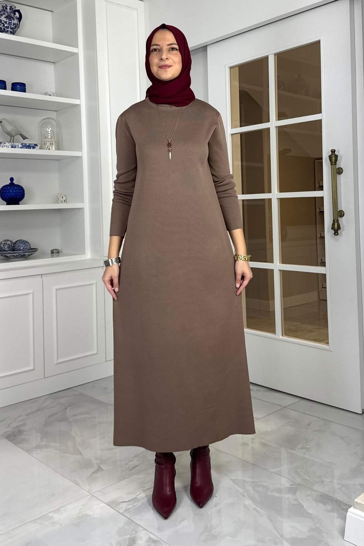 Laçin Triko Elbise Antrasit | Rabia Şamlı | Tesettür Giyim, Elbise ve Kadın Giyim Modası