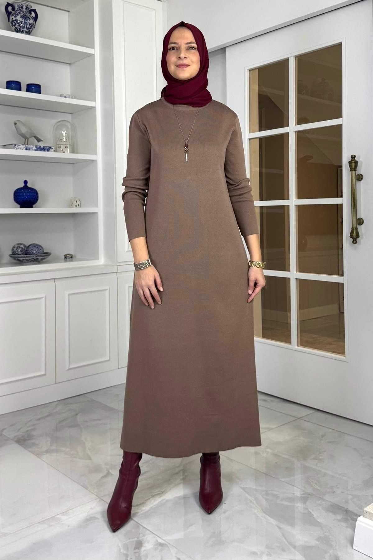 Laçin Triko Elbise Antrasit | Rabia Şamlı | Tesettür Giyim, Elbise ve Kadın Giyim Modası
