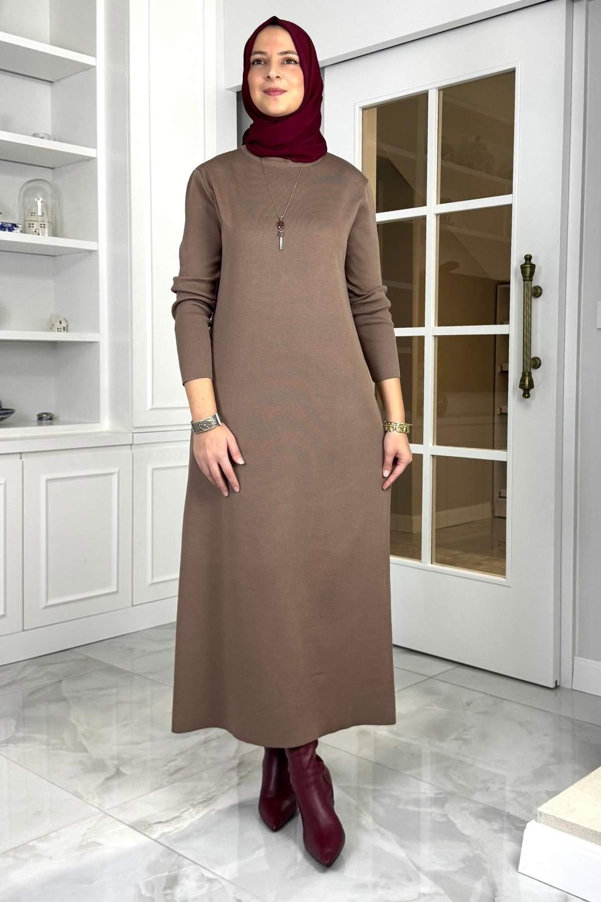 Laçin Triko Elbise Antrasit | Rabia Şamlı | Tesettür Giyim, Elbise ve Kadın Giyim Modası
