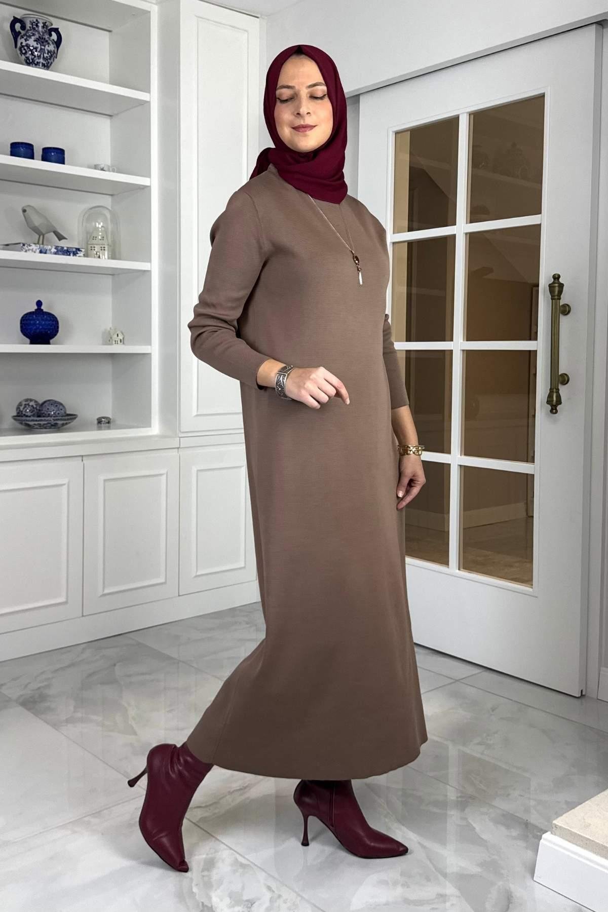 Laçin Triko Elbise Antrasit | Rabia Şamlı | Tesettür Giyim, Elbise ve Kadın Giyim Modası