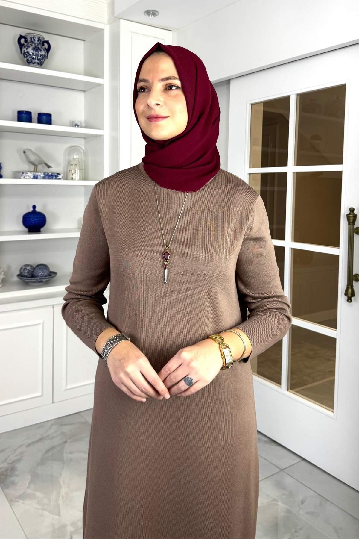 Laçin Triko Elbise Antrasit | Rabia Şamlı | Tesettür Giyim, Elbise ve Kadın Giyim Modası