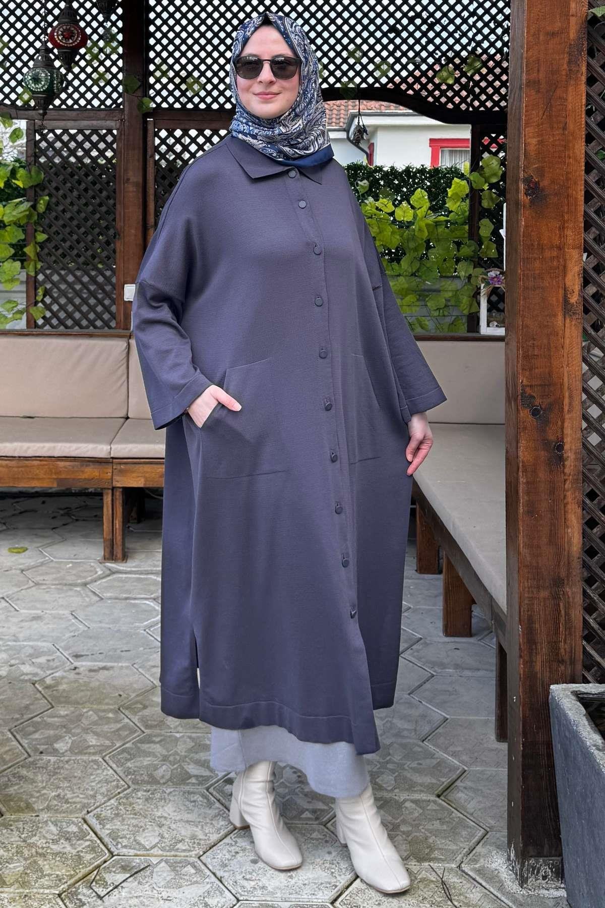 Sinem Çelik Örme Triko Hırka Sütlü Kahve - Rabia Şamlı | Tesettür Giyim, Elbise ve Kadın Giyim Modası