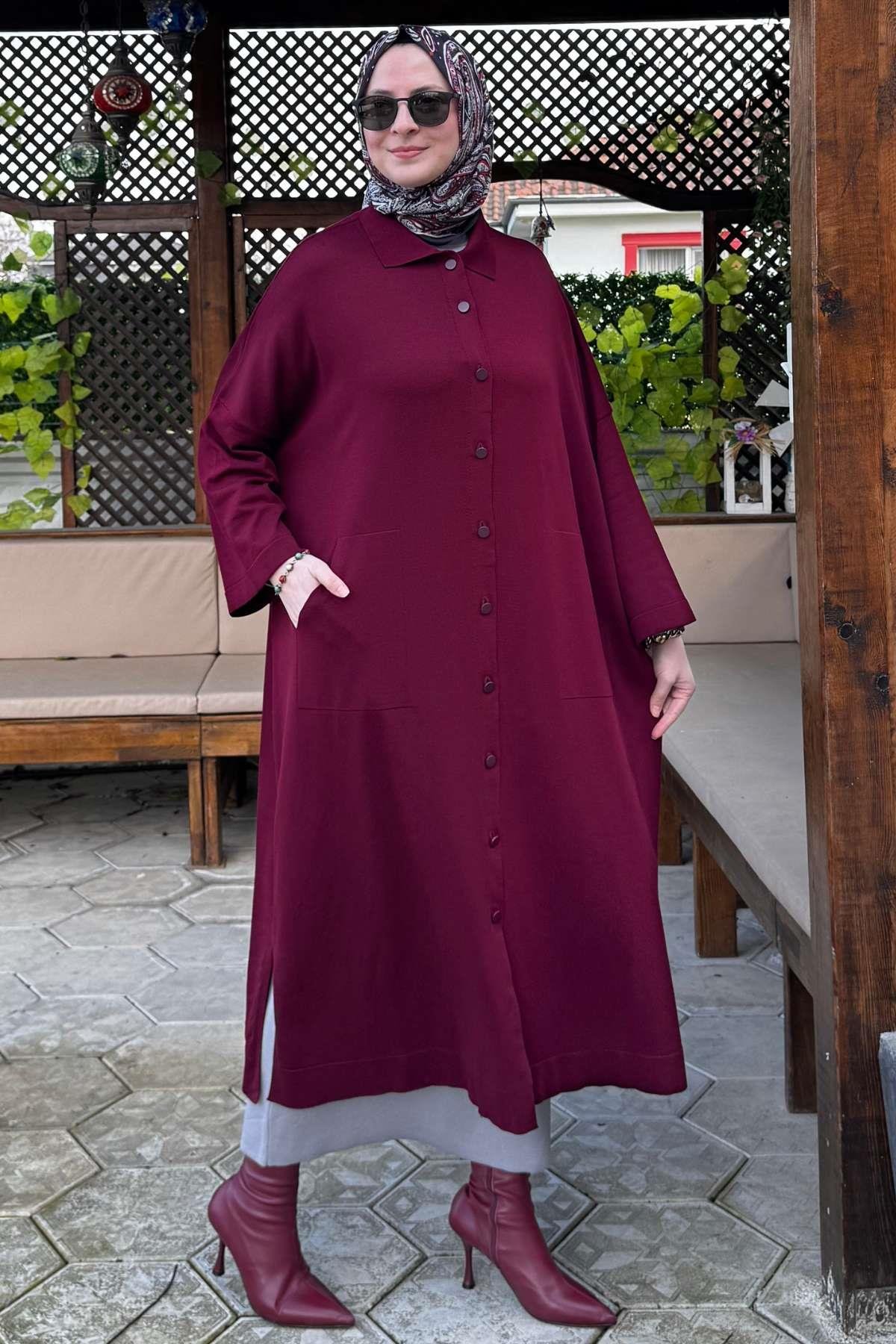Sinem Çelik Örme Triko Hırka Sütlü Kahve - Rabia Şamlı | Tesettür Giyim, Elbise ve Kadın Giyim Modası