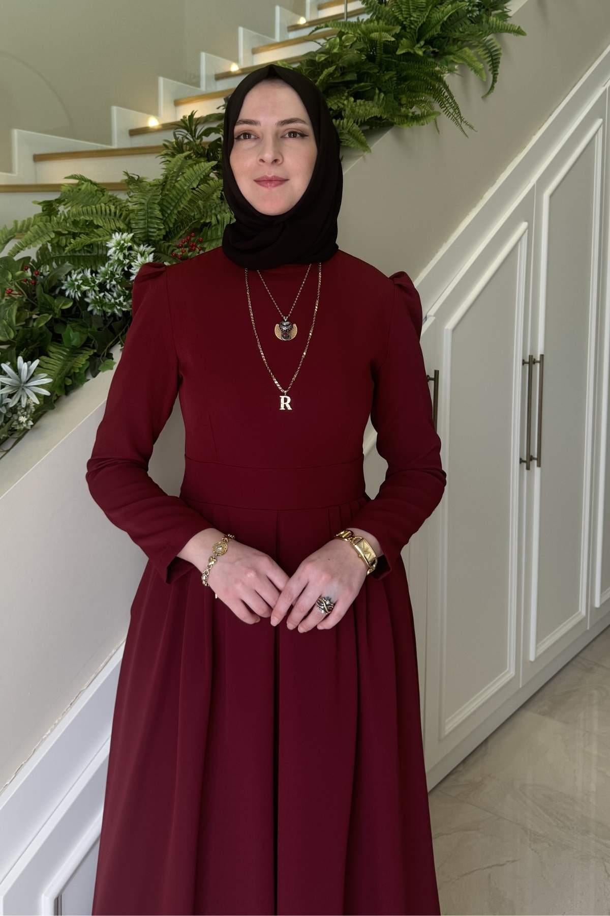 Rose Elbise Mürdüm | Rabia Şamlı | Tesettür Giyim, Elbise ve Kadın Giyim Modası