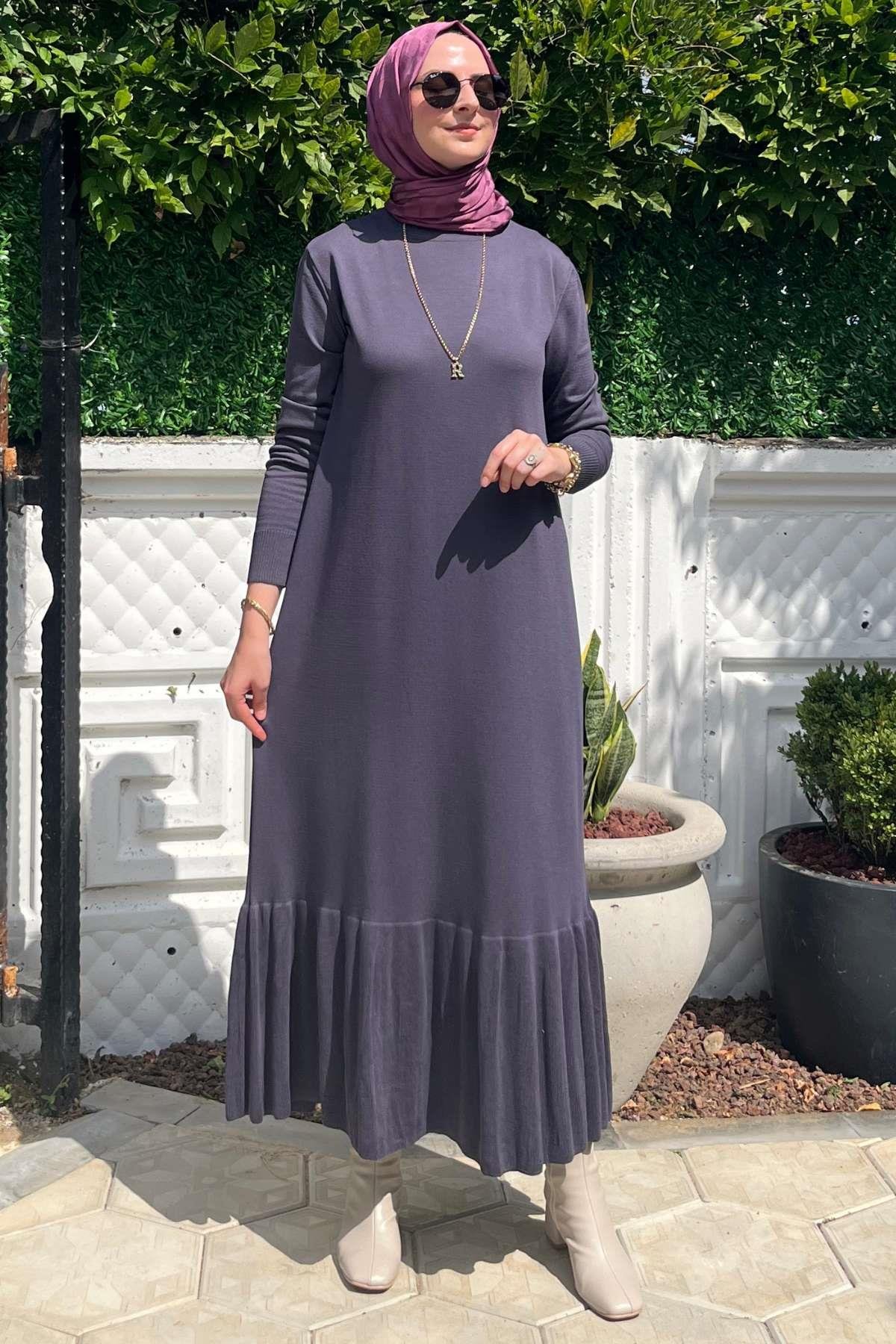Rüya Sütlü Kahve Triko Elbise | Rabia Şamlı | Tesettür Giyim, Elbise ve Kadın Giyim Modası
