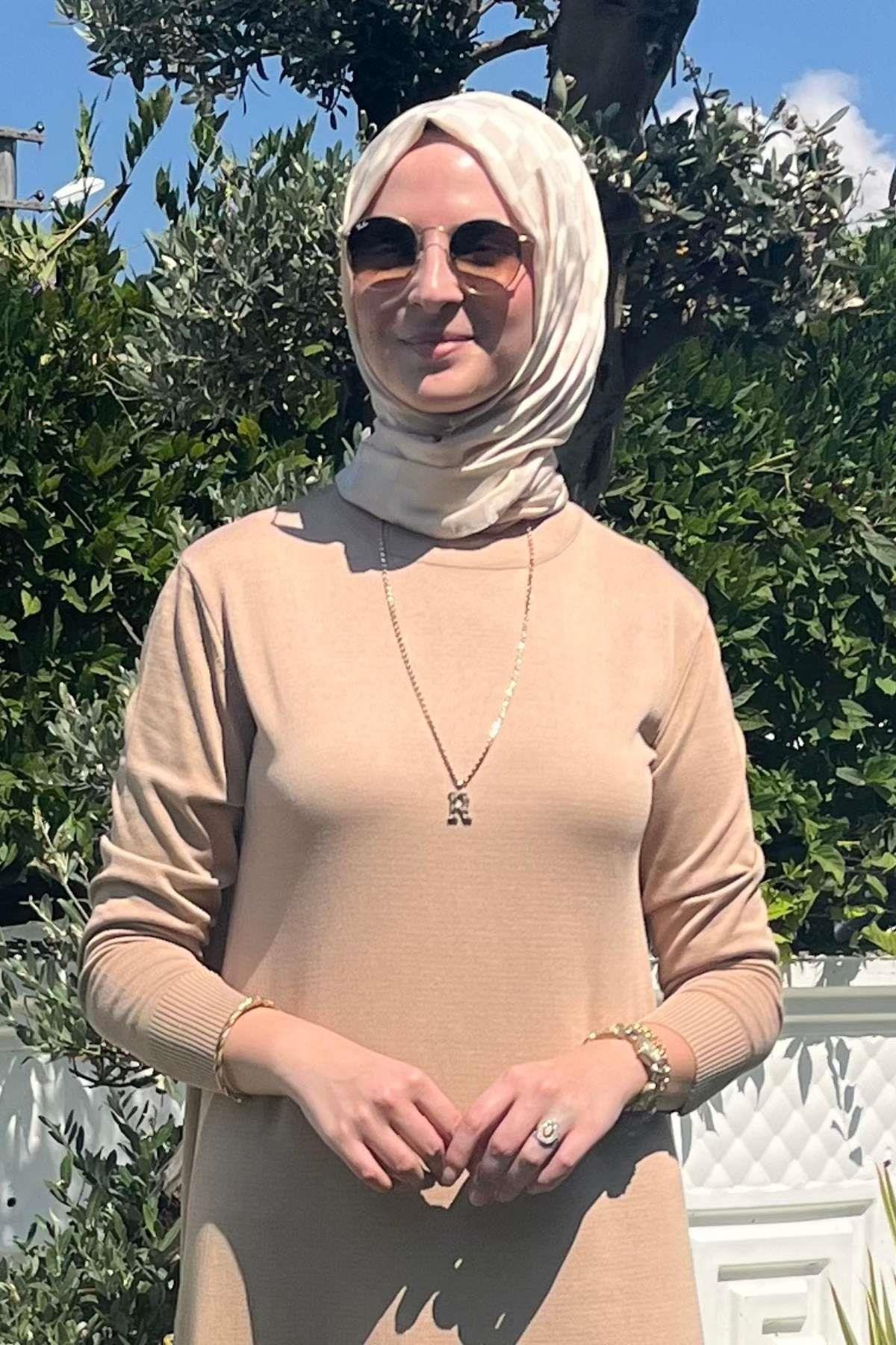 Rüya Sütlü Kahve Triko Elbise | Rabia Şamlı | Tesettür Giyim, Elbise ve Kadın Giyim Modası