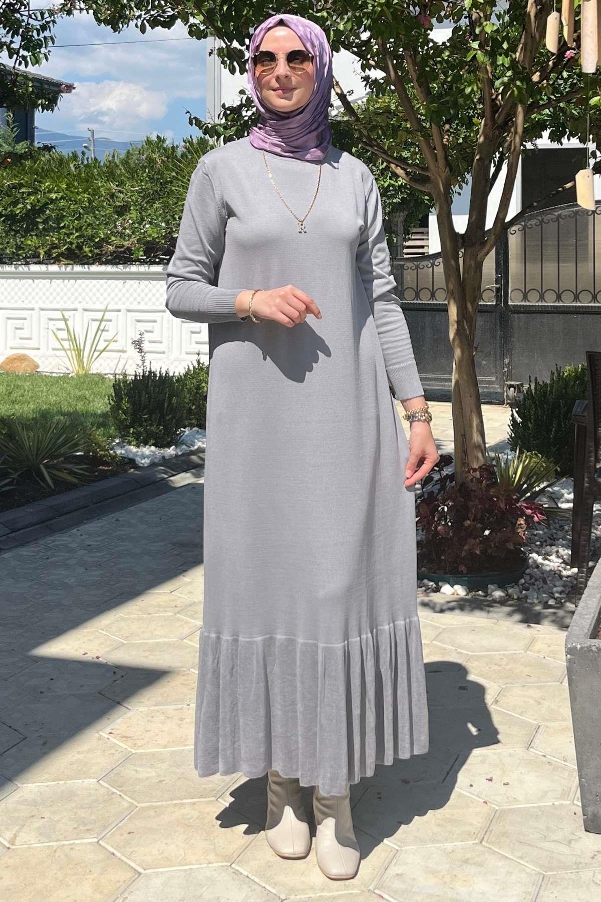 Rüya Sütlü Kahve Triko Elbise | Rabia Şamlı | Tesettür Giyim, Elbise ve Kadın Giyim Modası