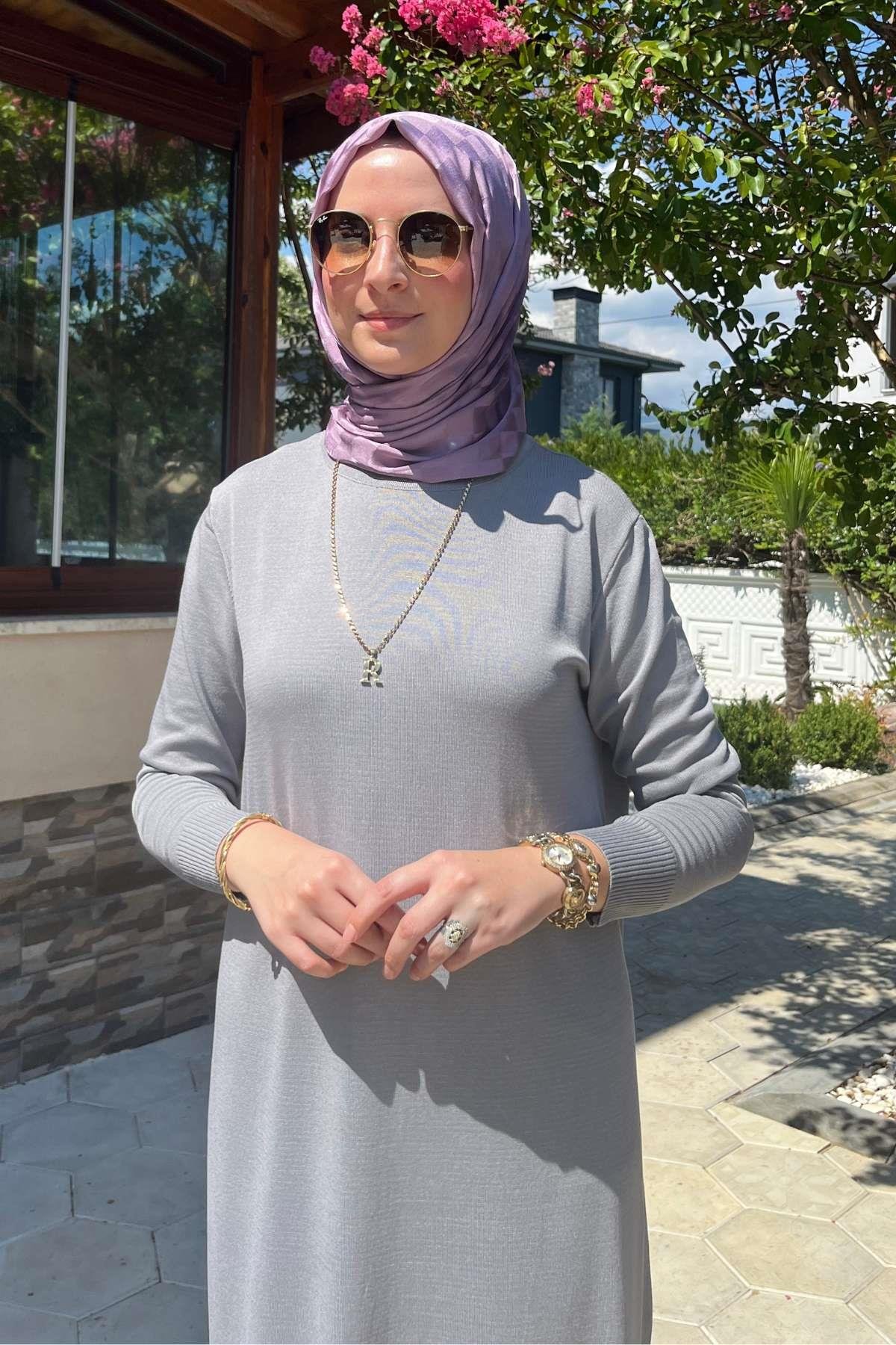 Rüya Sütlü Kahve Triko Elbise | Rabia Şamlı | Tesettür Giyim, Elbise ve Kadın Giyim Modası