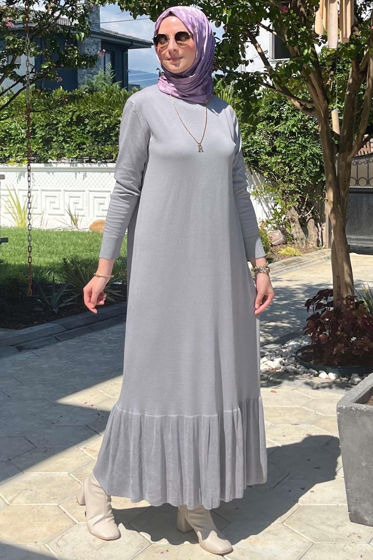Rüya Sütlü Kahve Triko Elbise | Rabia Şamlı | Tesettür Giyim, Elbise ve Kadın Giyim Modası