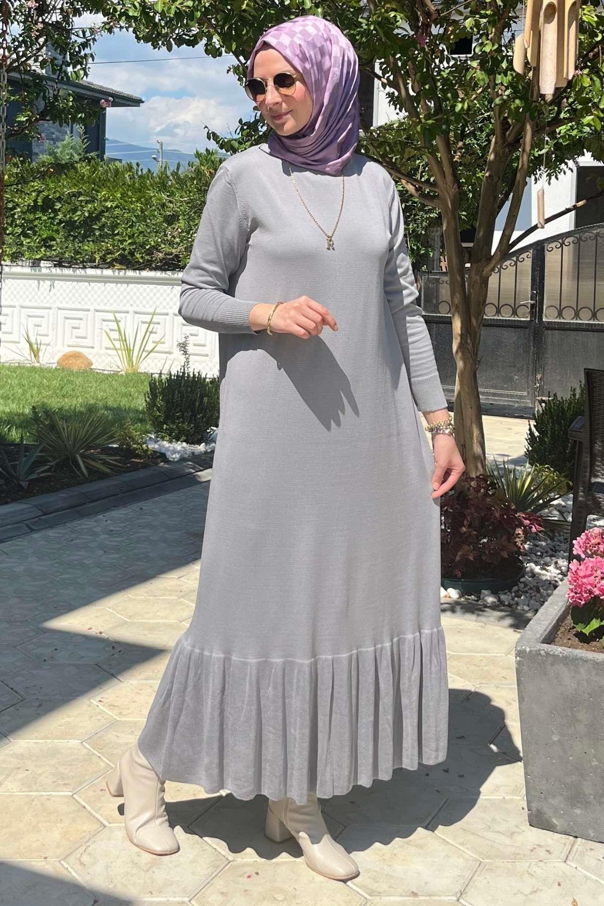 Rüya Sütlü Kahve Triko Elbise | Rabia Şamlı | Tesettür Giyim, Elbise ve Kadın Giyim Modası