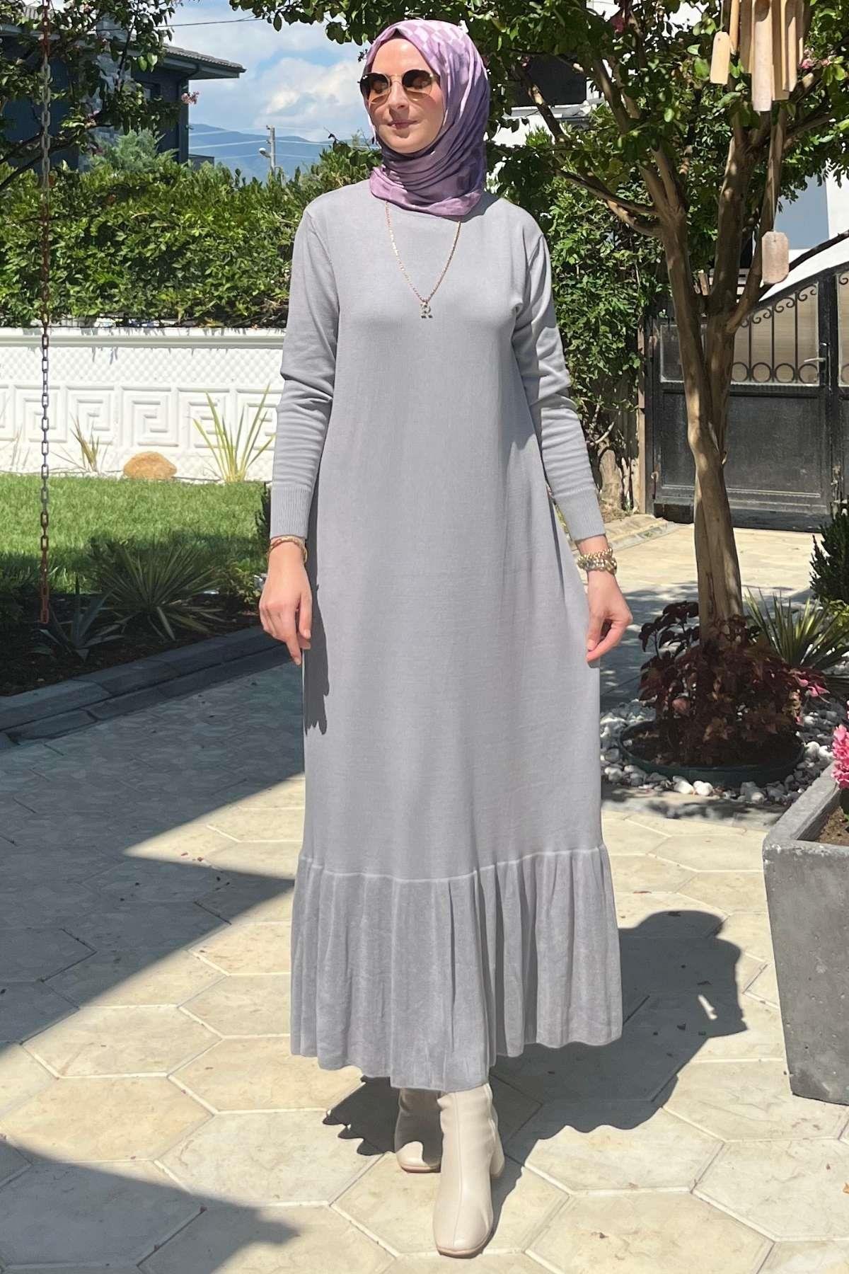 Rüya Sütlü Kahve Triko Elbise | Rabia Şamlı | Tesettür Giyim, Elbise ve Kadın Giyim Modası