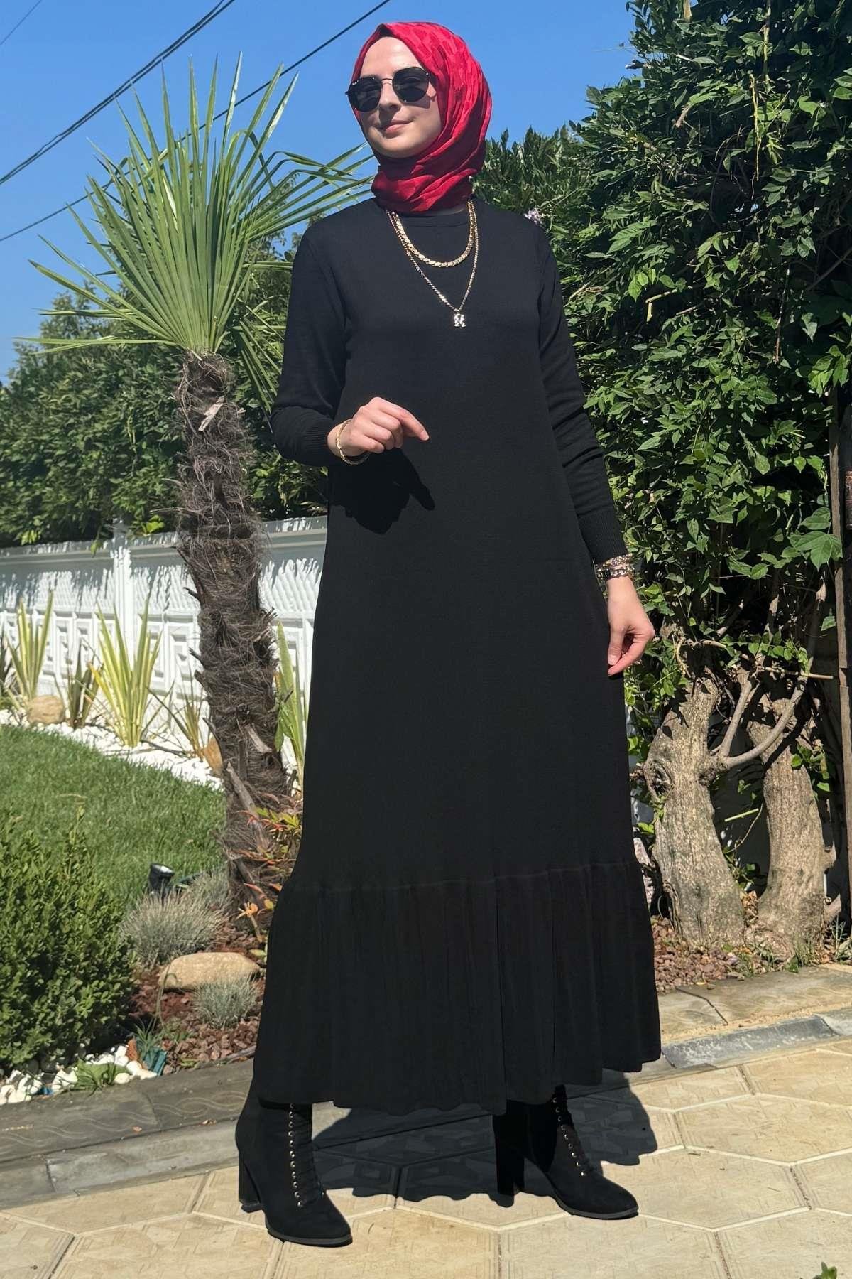 Samanyolu Bordo Triko Elbise | Rabia Şamlı | Tesettür Giyim, Elbise ve Kadın Giyim Modası