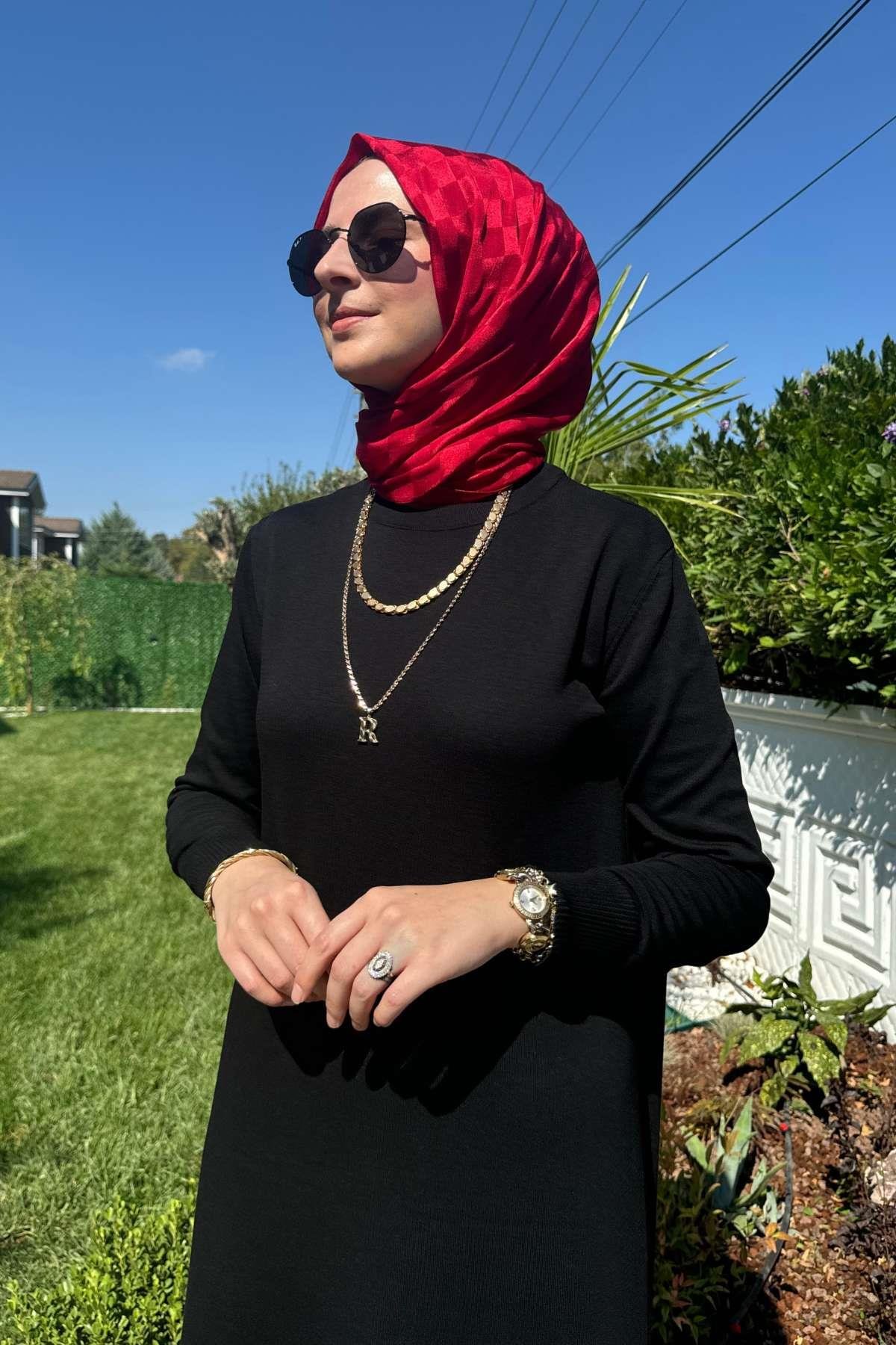 Samanyolu Bordo Triko Elbise | Rabia Şamlı | Tesettür Giyim, Elbise ve Kadın Giyim Modası