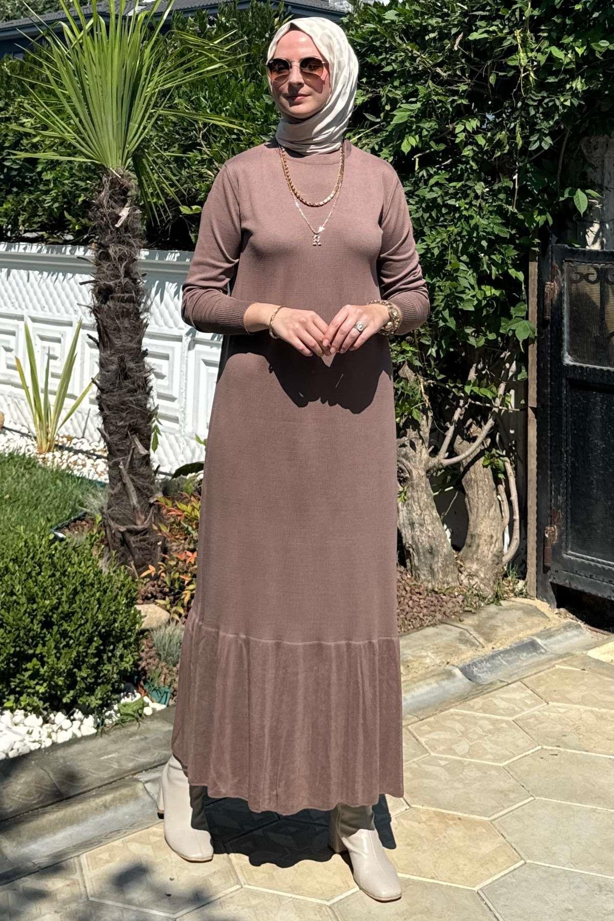Samanyolu Bordo Triko Elbise | Rabia Şamlı | Tesettür Giyim, Elbise ve Kadın Giyim Modası