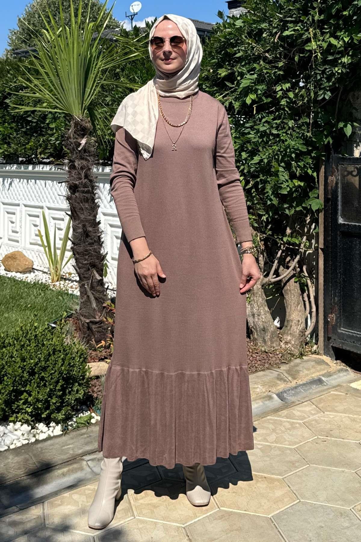 Samanyolu Bordo Triko Elbise | Rabia Şamlı | Tesettür Giyim, Elbise ve Kadın Giyim Modası