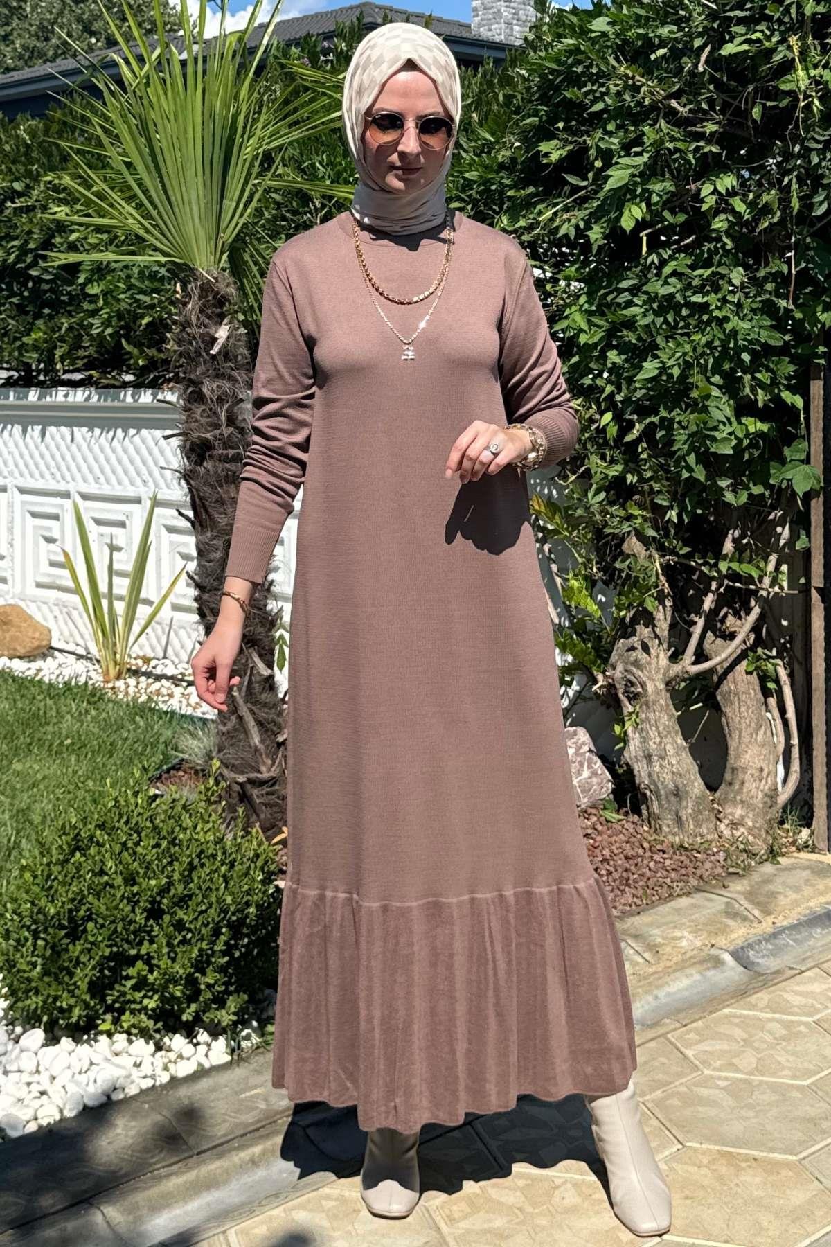 Samanyolu Bordo Triko Elbise | Rabia Şamlı | Tesettür Giyim, Elbise ve Kadın Giyim Modası