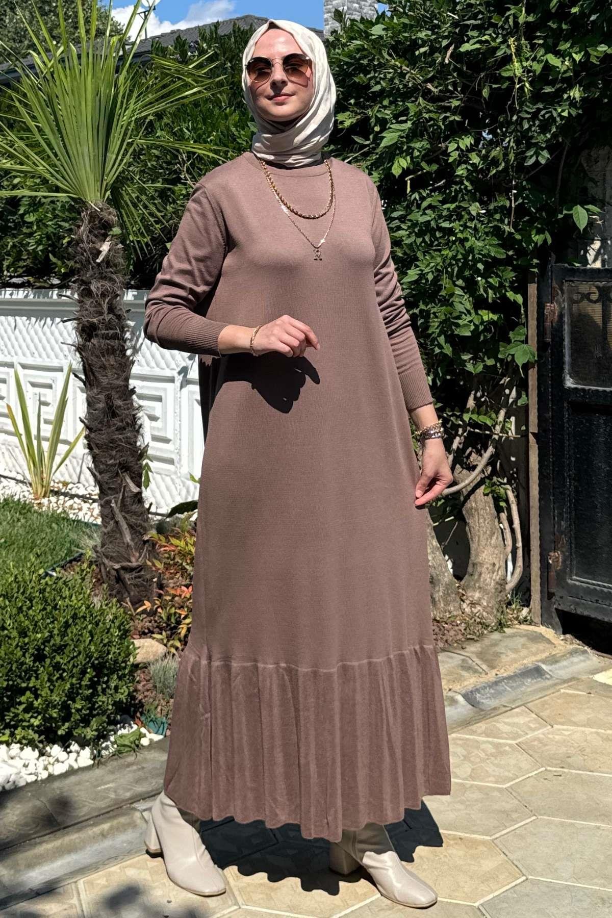 Samanyolu Bordo Triko Elbise | Rabia Şamlı | Tesettür Giyim, Elbise ve Kadın Giyim Modası