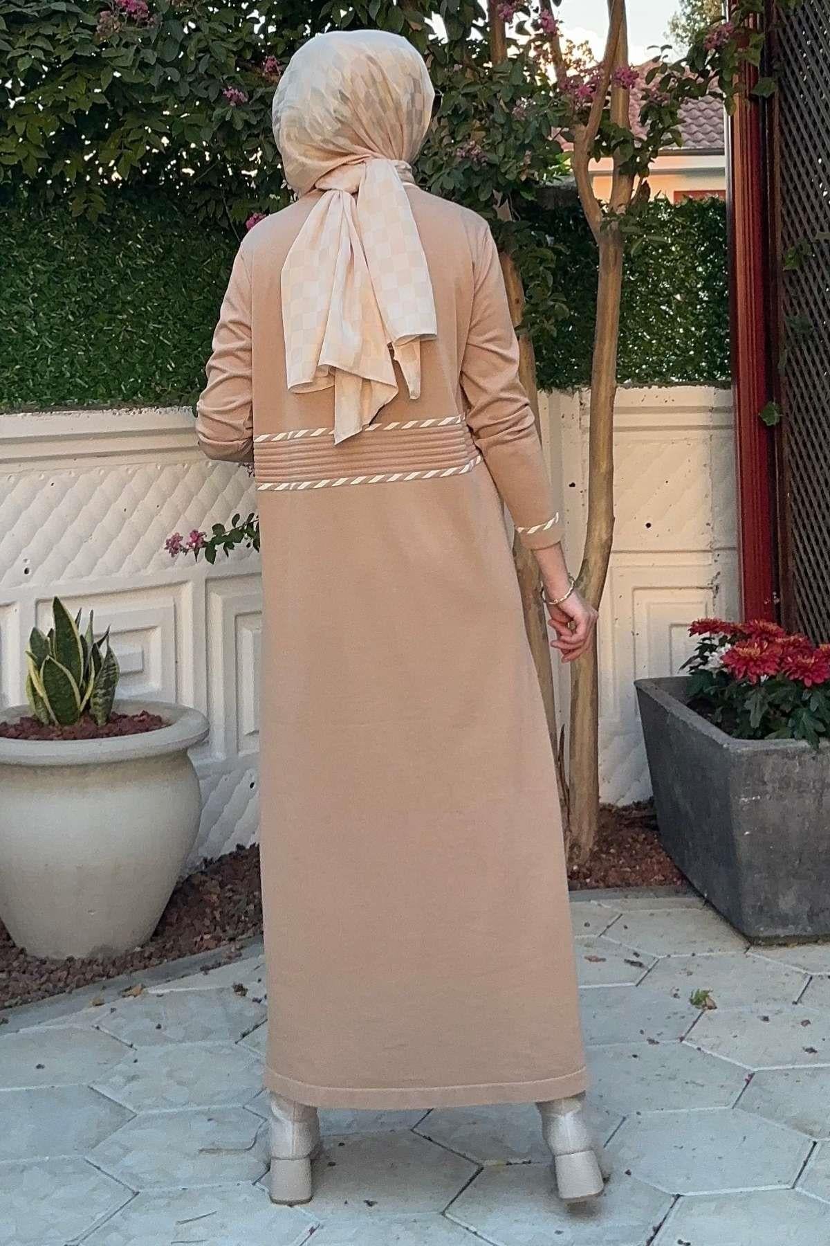 Armağan Camel Triko Elbise | Rabia Şamlı | Tesettür Giyim, Elbise ve Kadın Giyim Modası